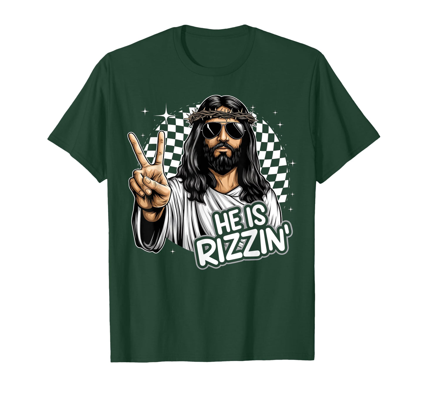 He Is Rizzin' Jesus Christian Funny Happy Easter Hunt Eggs T-Shirt