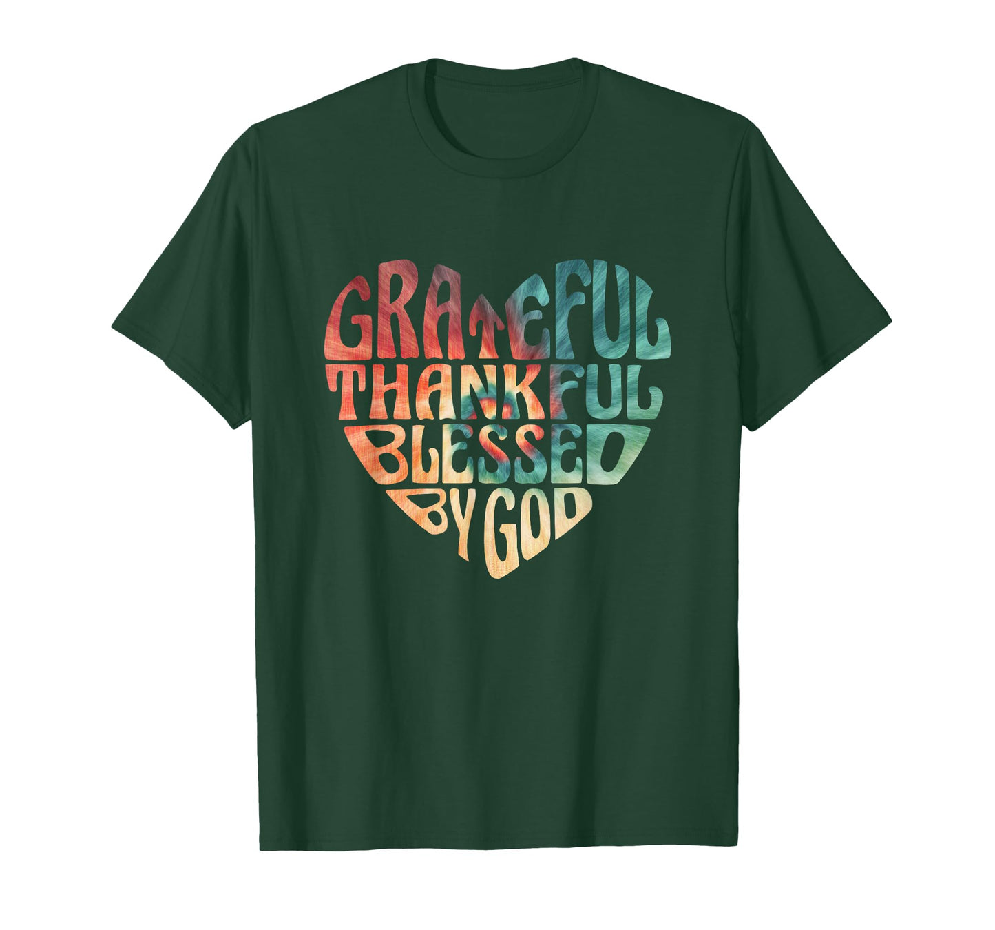 Grateful Thankful Blessed Retro Tie Dye Heart Christian T-Shirt