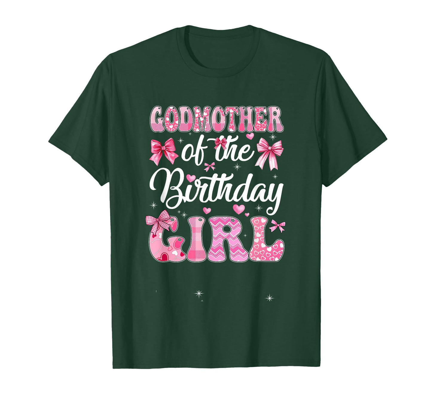Godmother Of The Birthday Girl Family Pink Coquette Bow T-Shirt