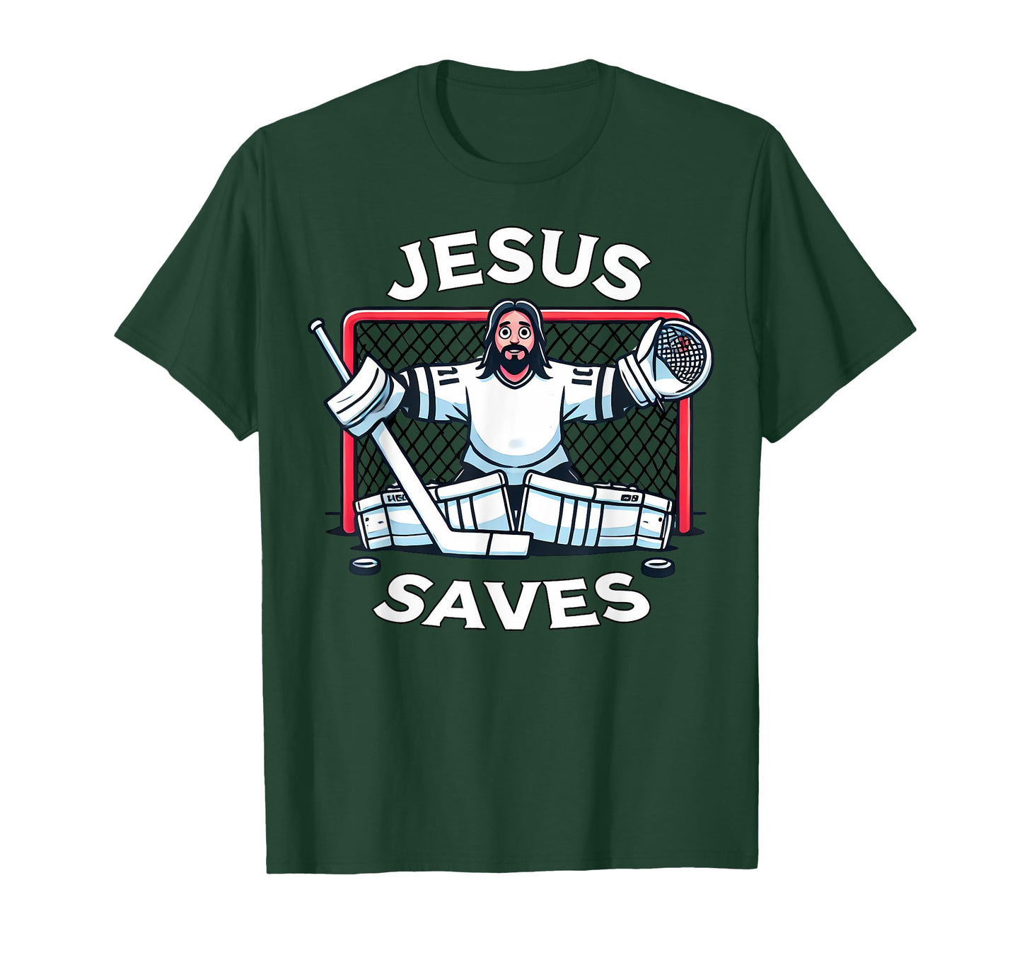 Funny Hockey Jesus Saves Goalie Sports Humor T-Shirt