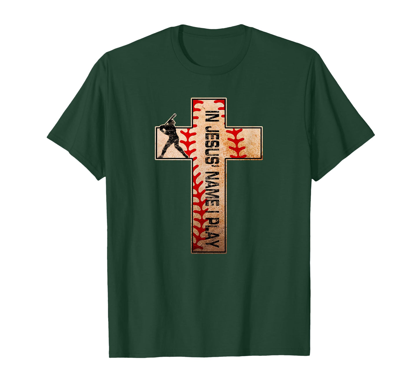 Baseball Laces Cross Jesus Name I Play Christian Faith God T-Shirt