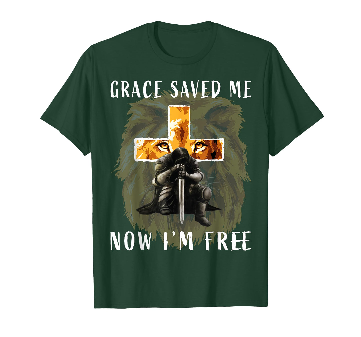 Grace Saved Me Christian Religious Sayings Lion Graphic Men T-Shirt