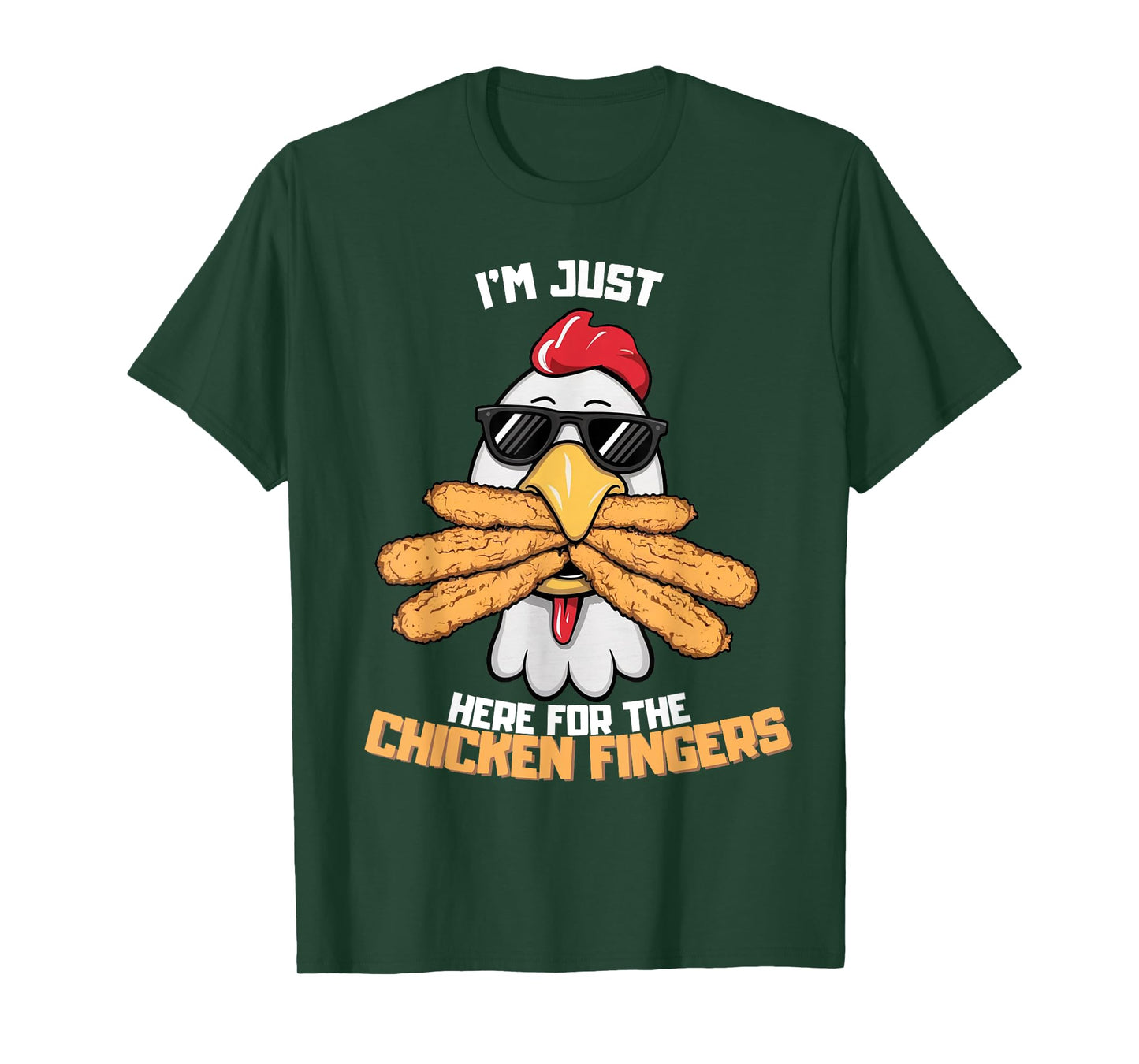 I'm Just Here For The Chicken Fingers Funny Chicken T-Shirt, Small, Black