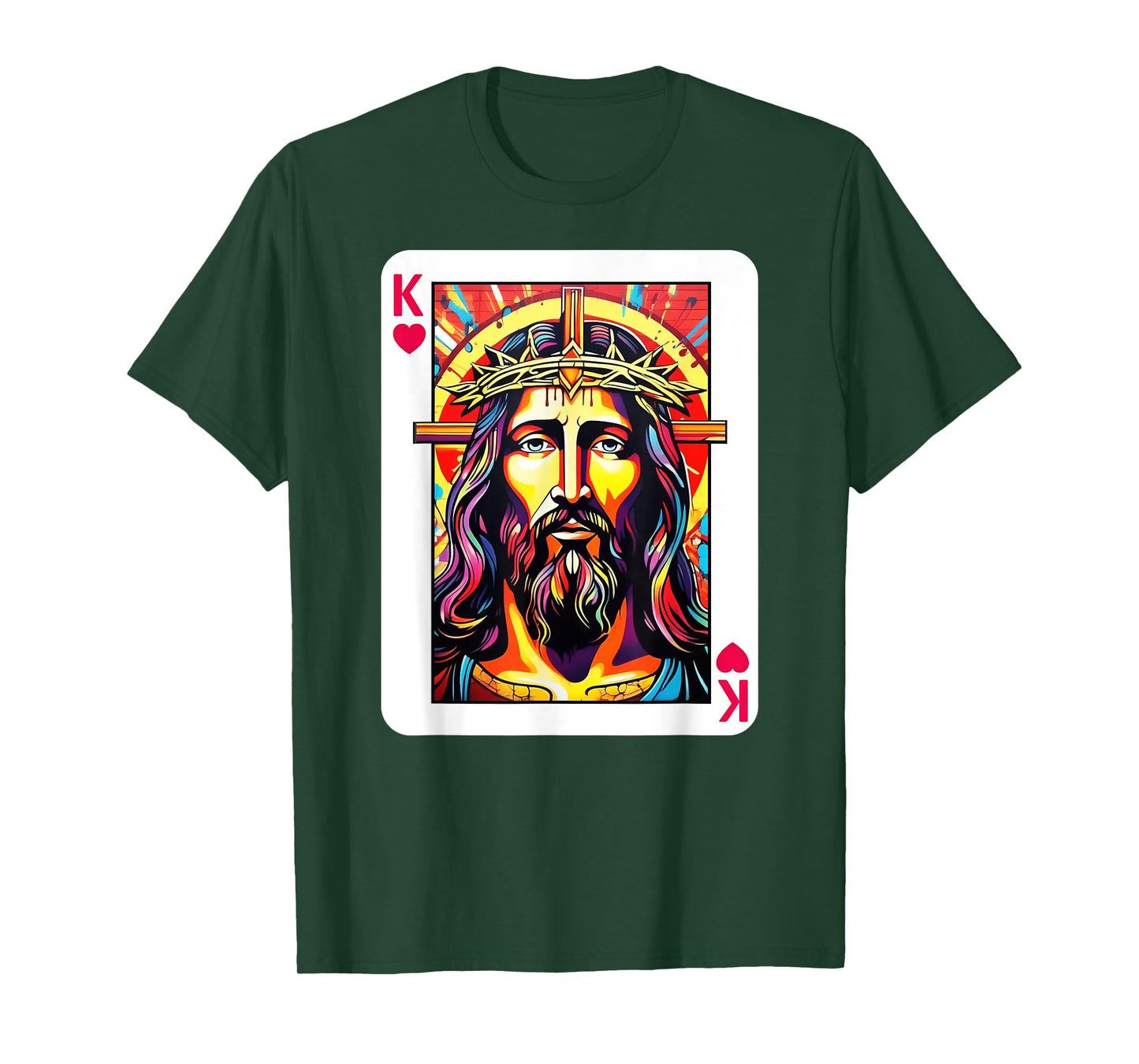 Jesus Is King Card Christian King of Hearts Religious Faith T-Shirt