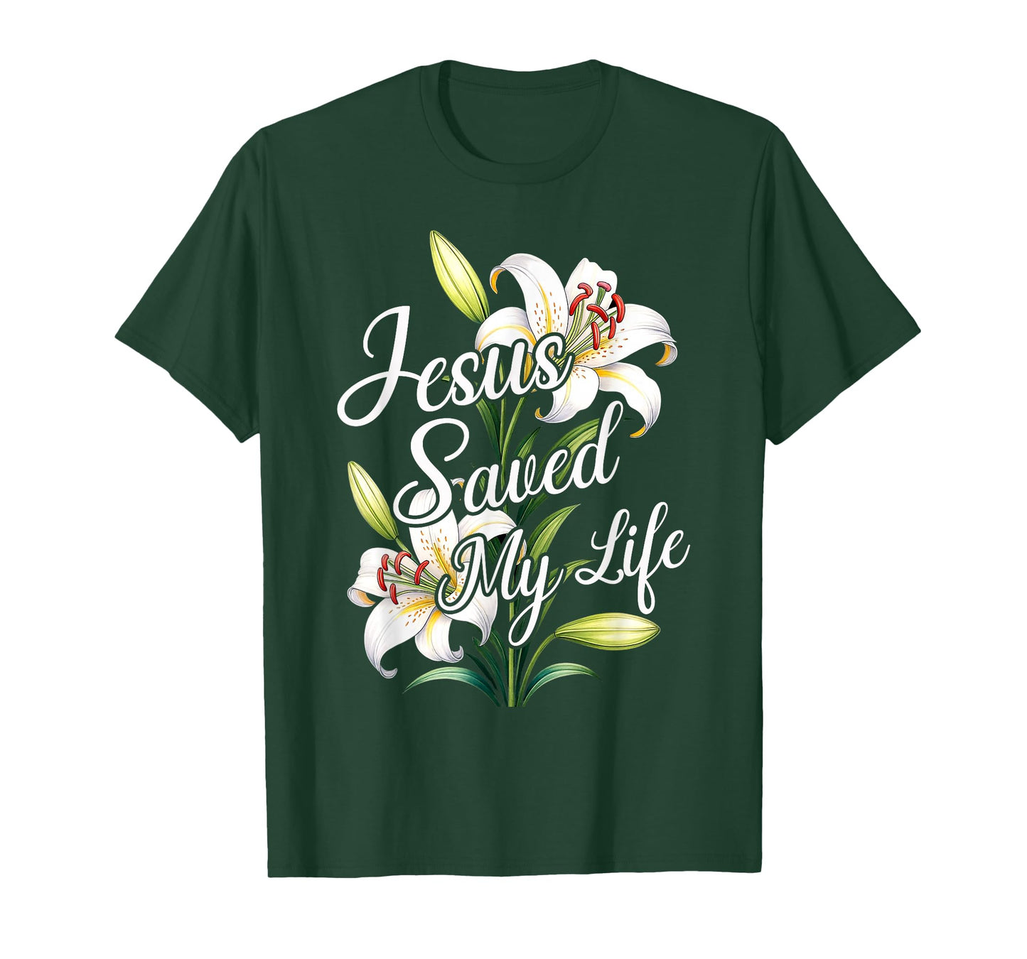 Jesus Saved My Life Flower Christian Cross God Faith Bible T-Shirt