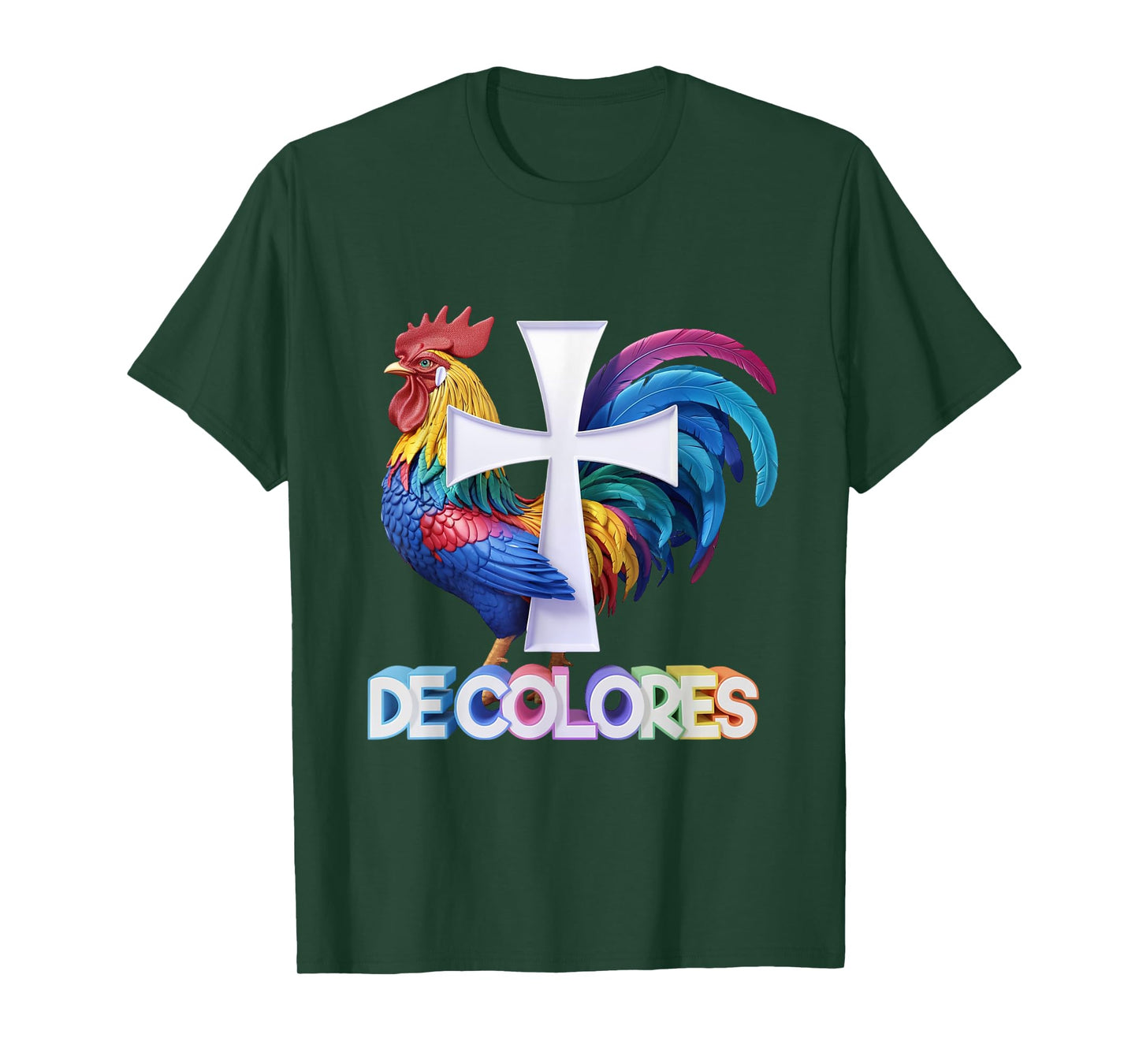 DeColores Cursillo Rainbow Rooster Catholic T-Shirt