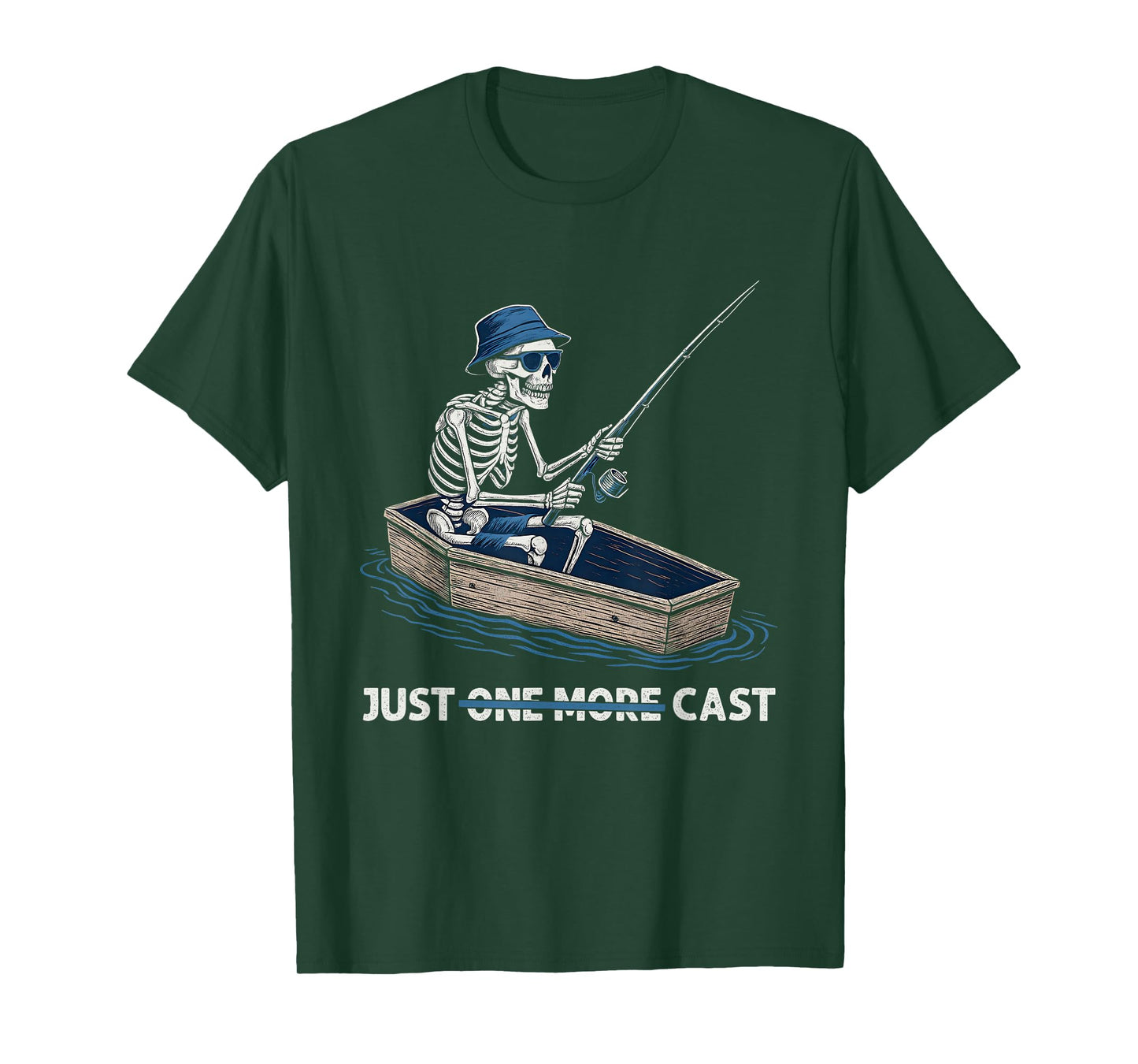 Just Cast Meme Funny Quote Skeleton Fishing Joke Novelty T-Shirt