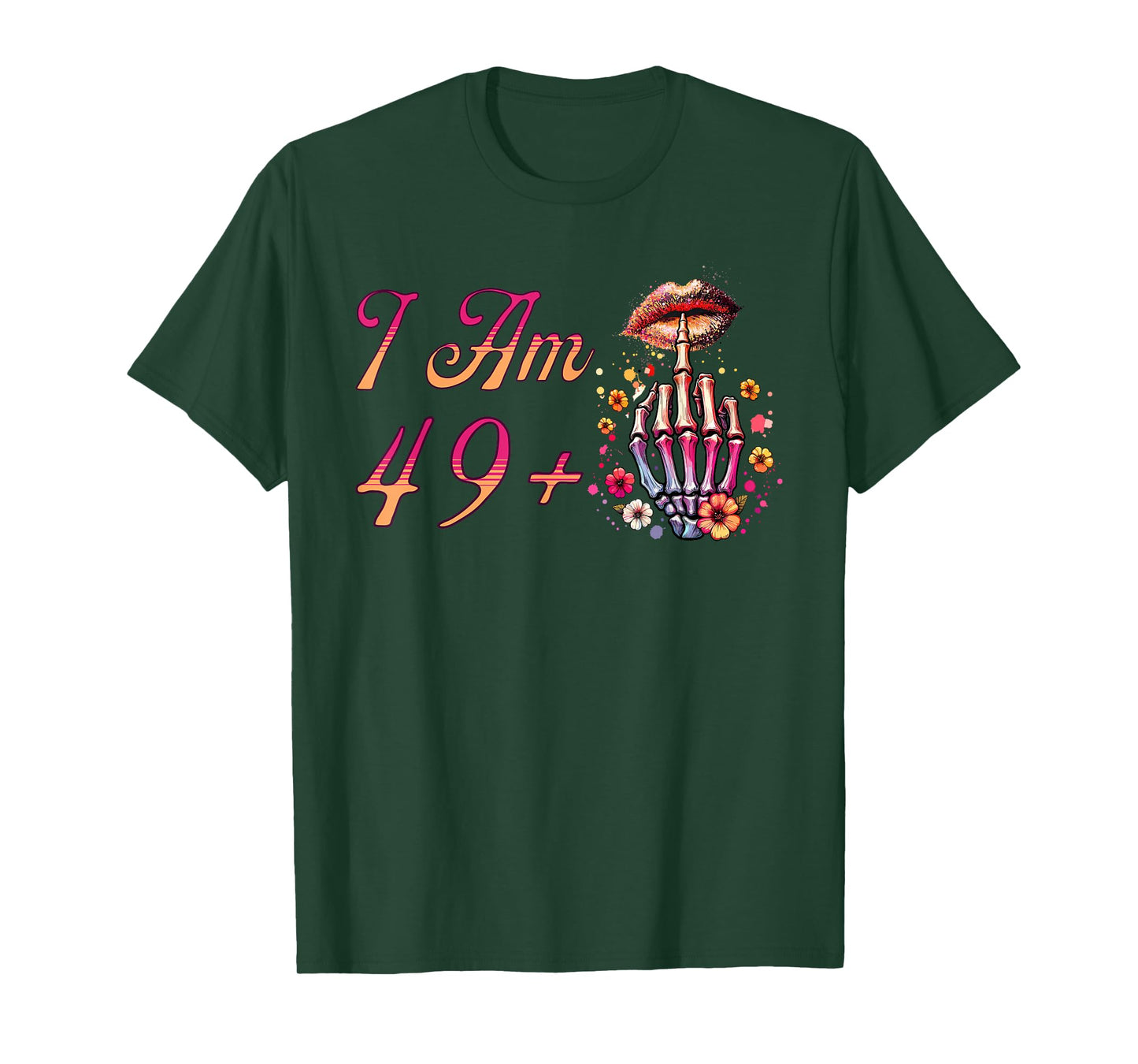 I Am 49 Plus 1 Middle Finger Skull Funny 50th Birthday Women T-Shirt