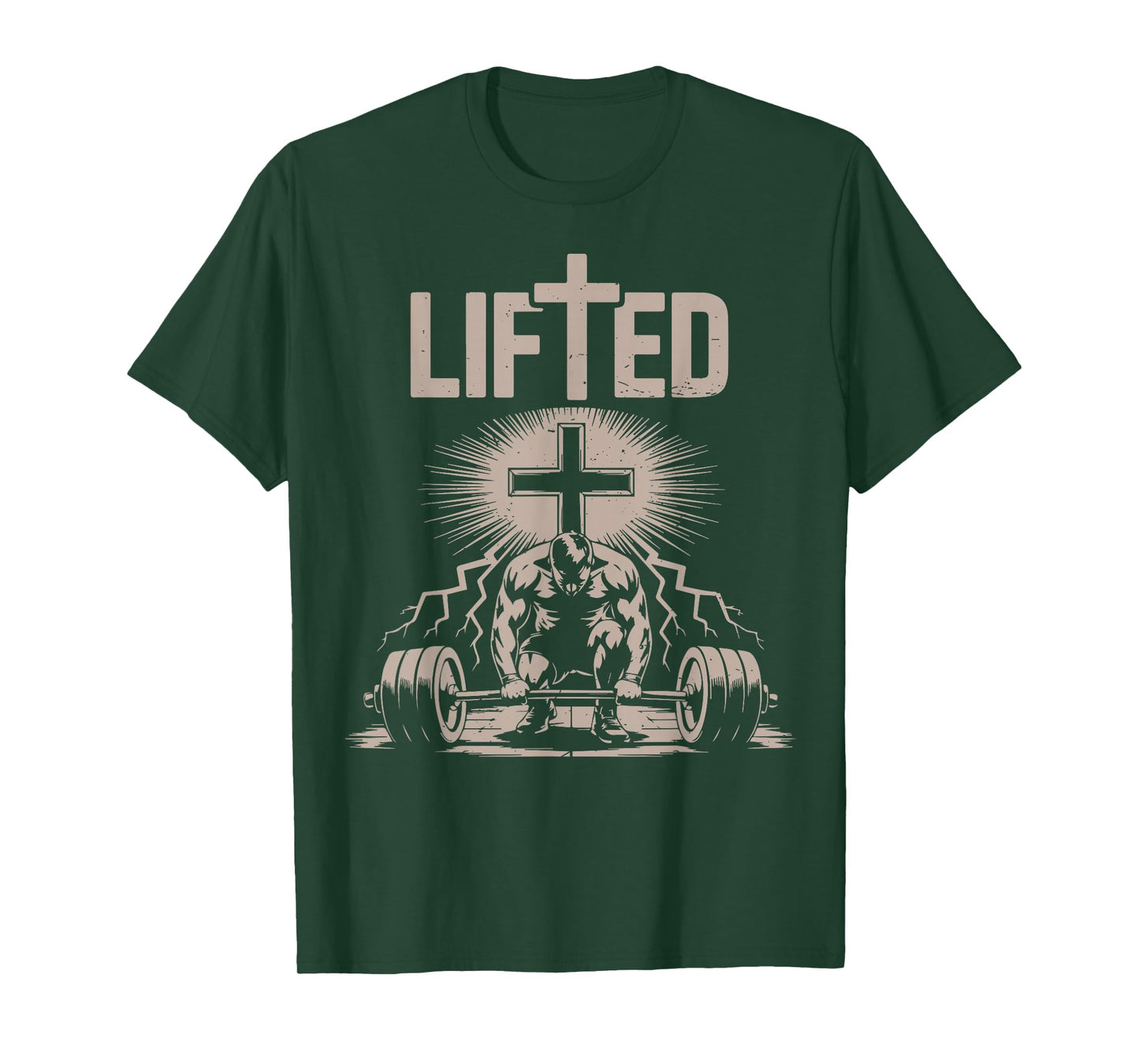 Lifted Funny Christian Workout Gym Jesus Weightlifting Cross T-Shirt