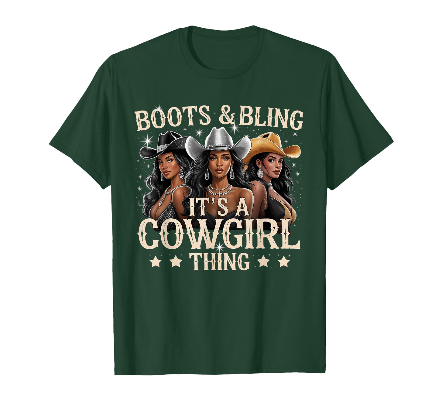 Boots & Bling its a Cowgirl Thing Black Cowgirl Melanin T-Shirt