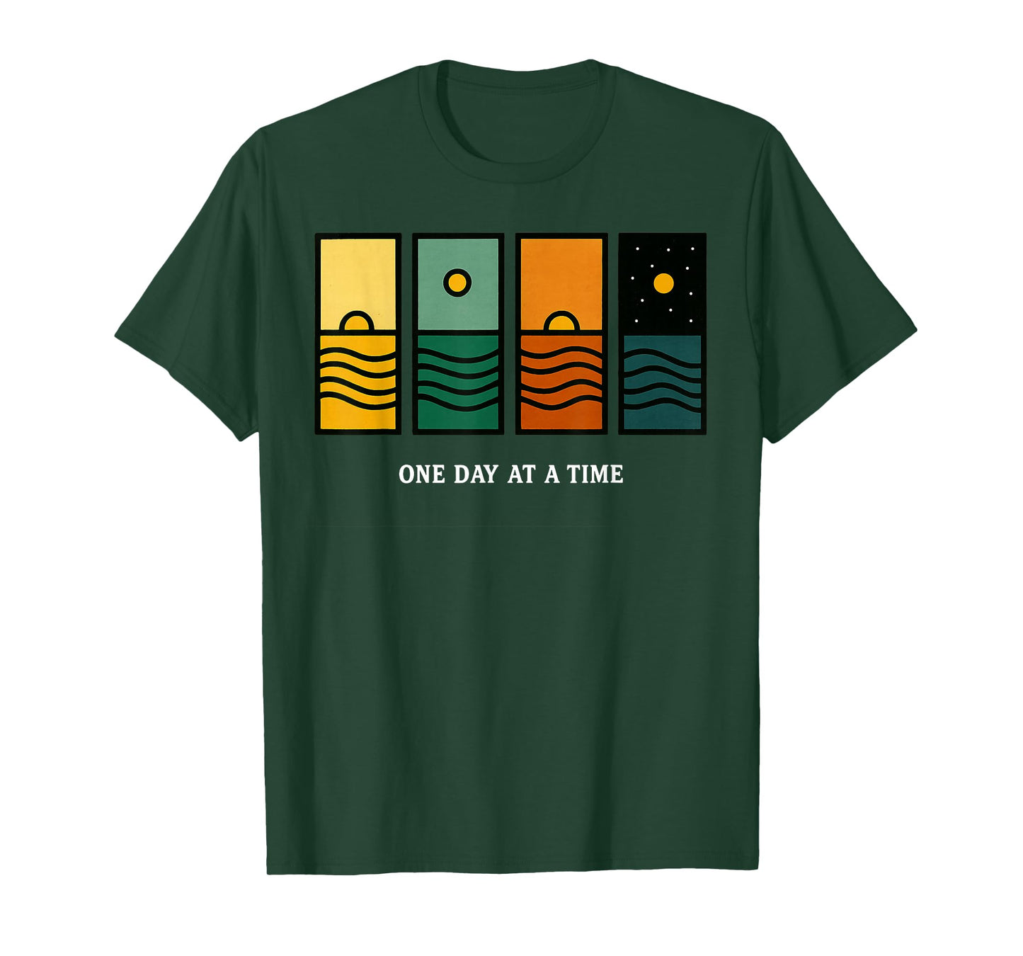 Retro One Day at A Time Motivational Quote Retro Sunset T-Shirt