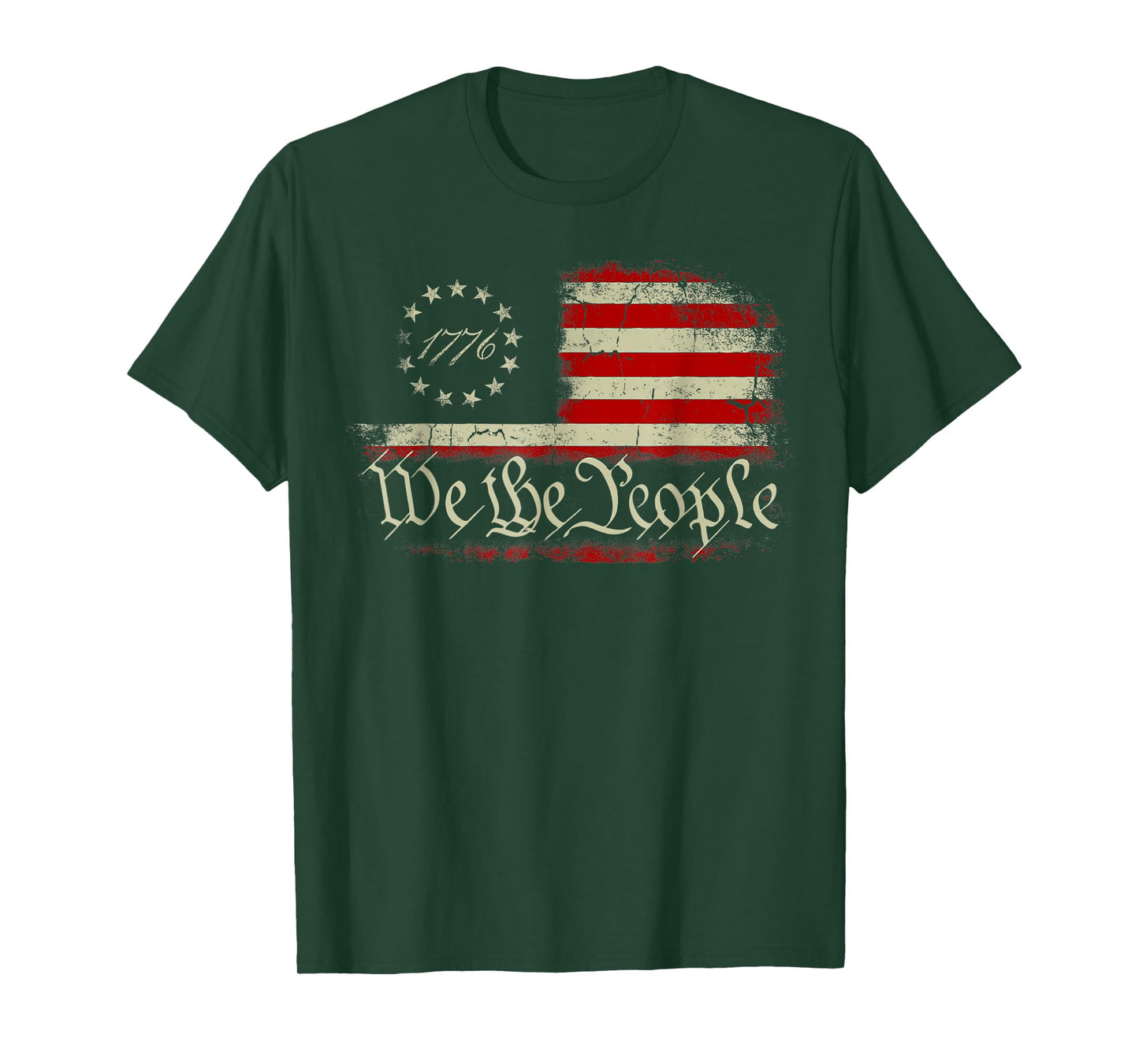Vintage Old American Flag Patriotic 1776 We The People USA T-Shirt