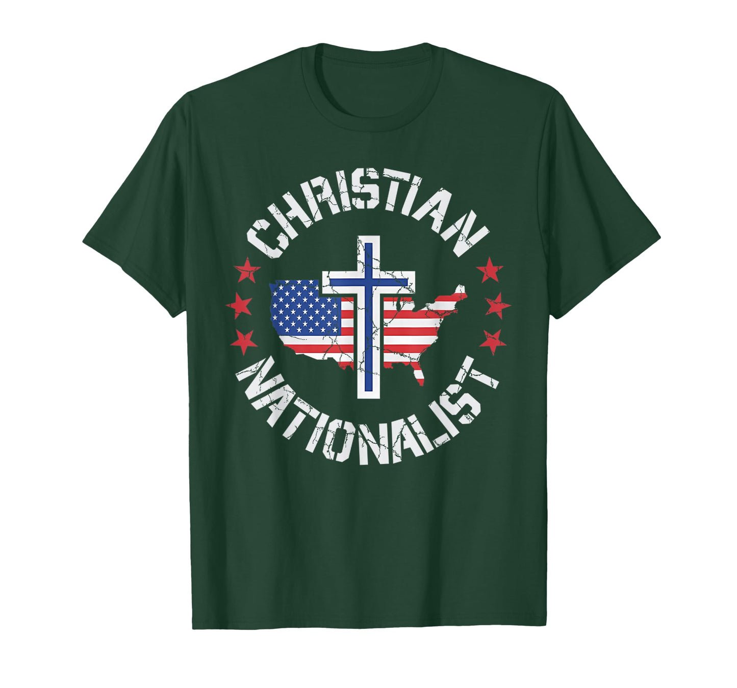 Vintage Cross Christian Nationalist Jesus Christ USA Flag T-Shirt