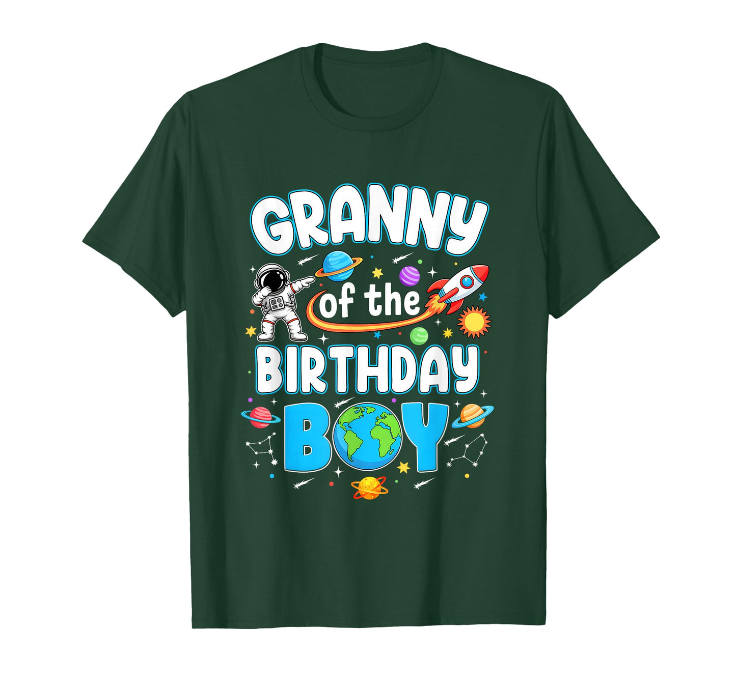 Granny Of The Birthday Boy Astronaut Family Space Planets T-Shirt