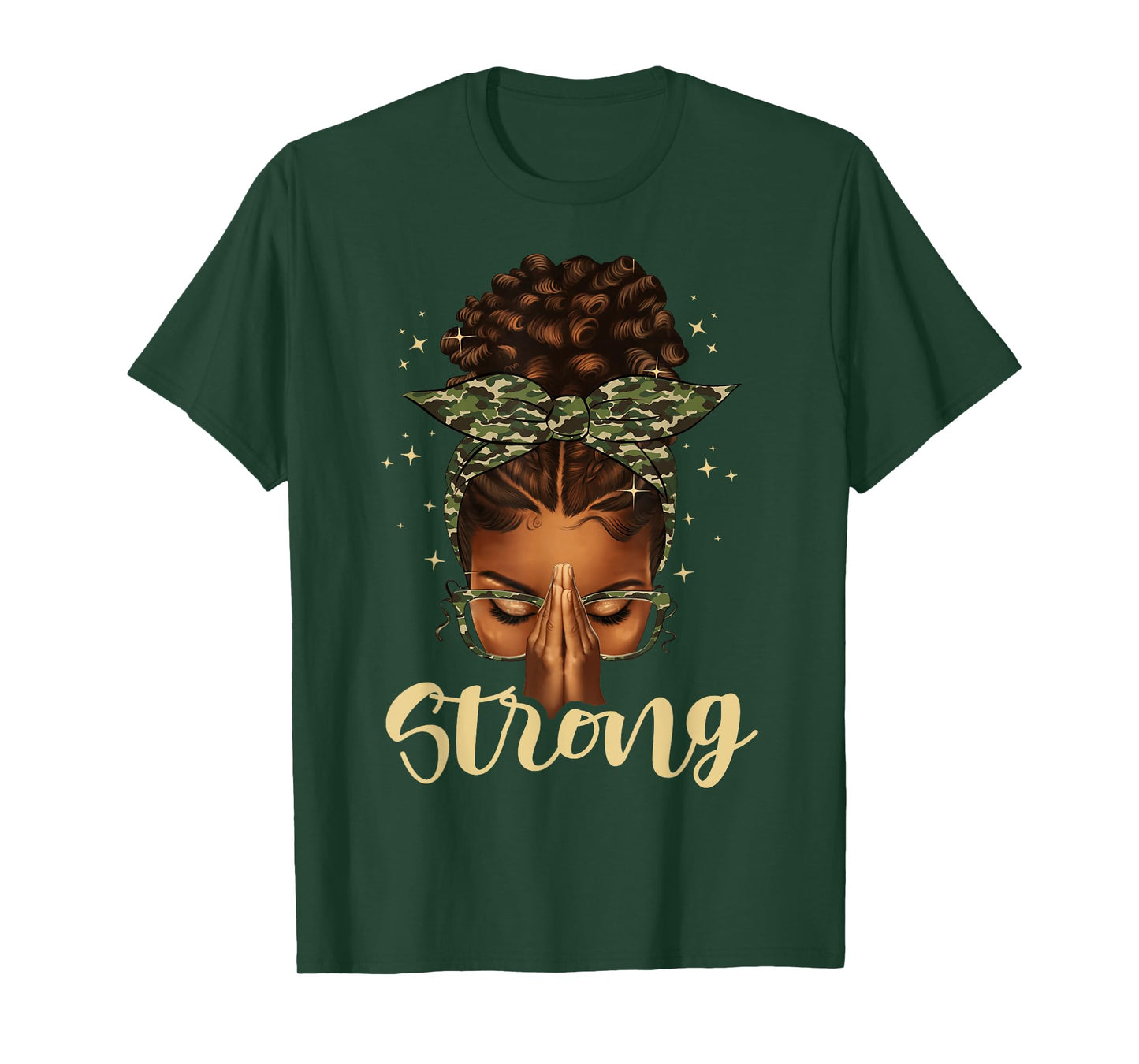 Strong Black Woman Praying Afro African American Christian T-Shirt