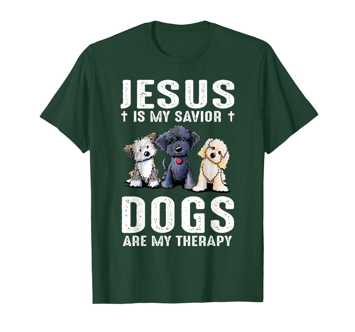 Vintage Jesus is My Savior Dogs are My Therapy Jesus Christ T-Shirt