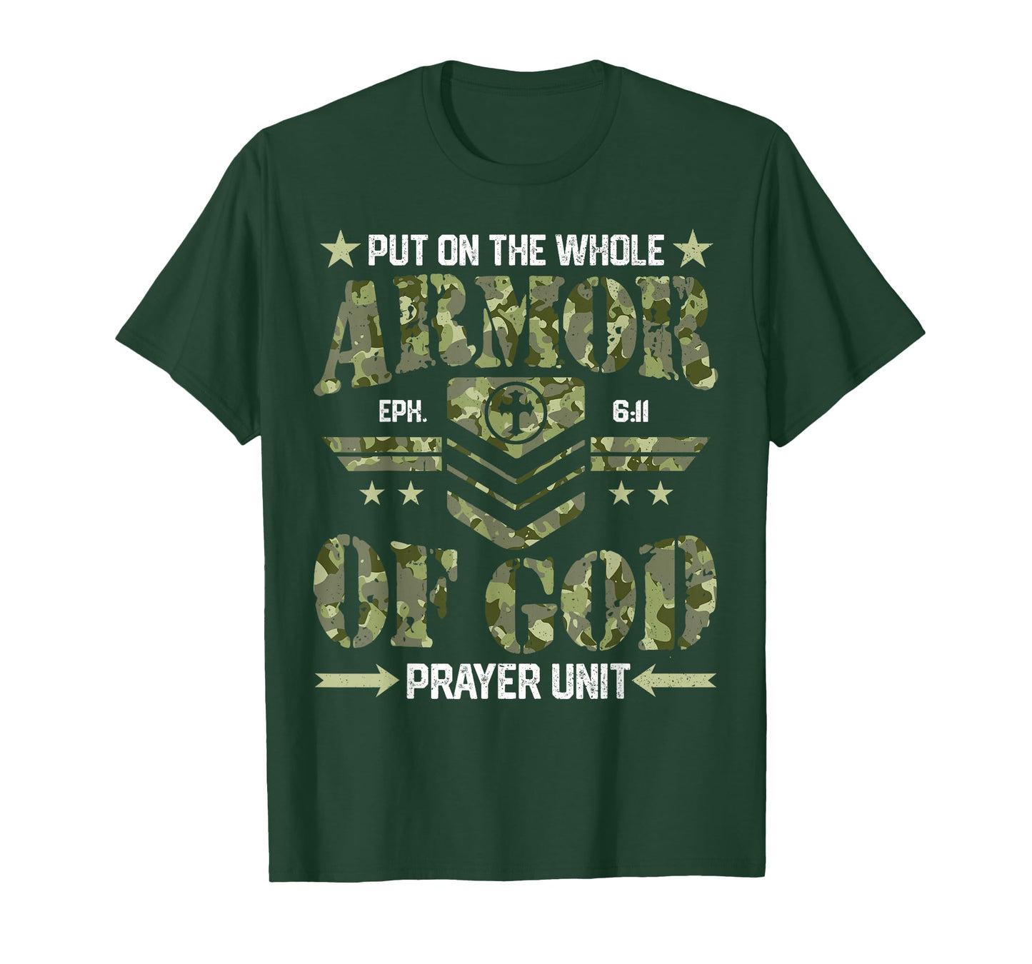 Put on the Whole Armor of God Camouflage Christian Faith T-Shirt
