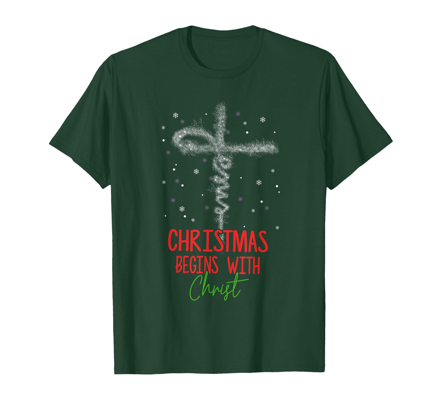 Christmas Begins With Christ Cross Christian Religious Xmas T-Shirt