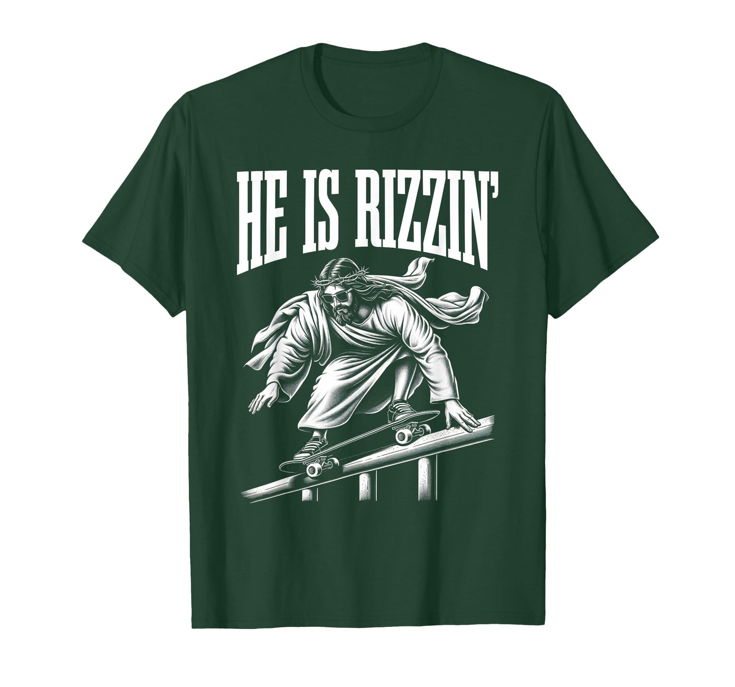 He Is Rizzin Funny Jesus Skateboard Meme T-Shirt