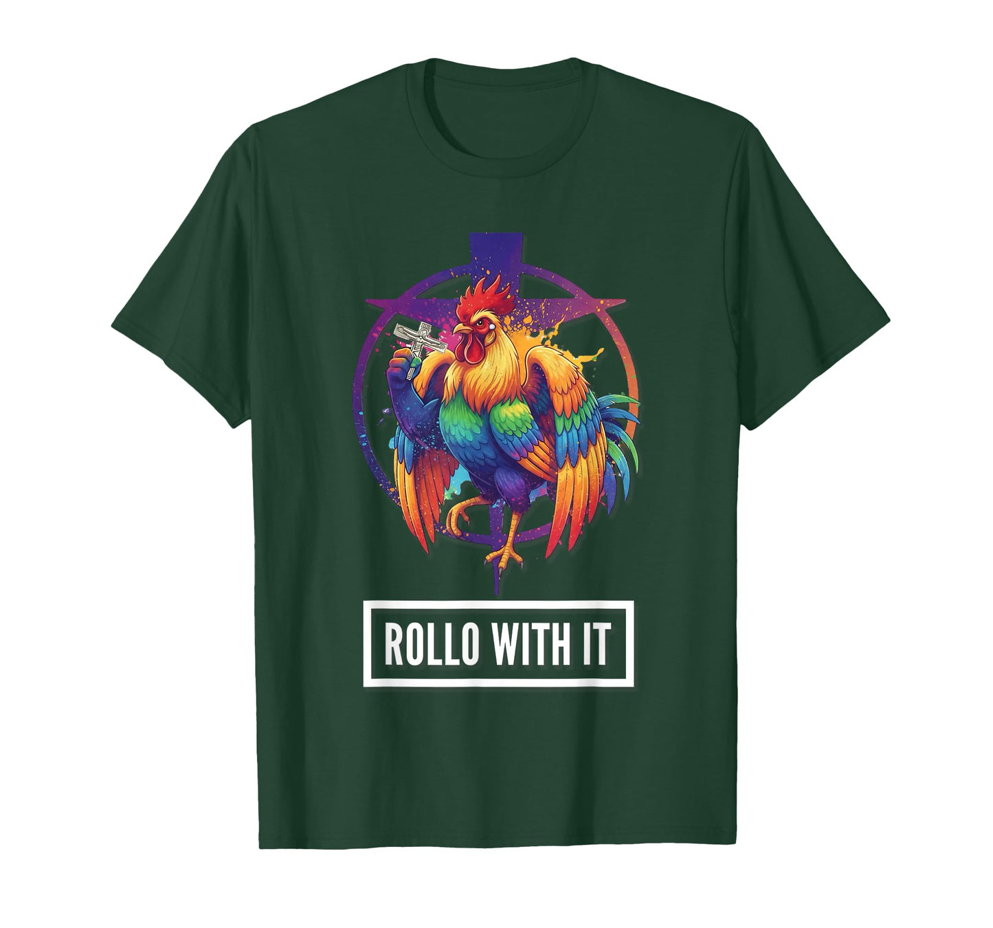 DeColores Cursillo Rainbow Rooster Catholic T-Shirt