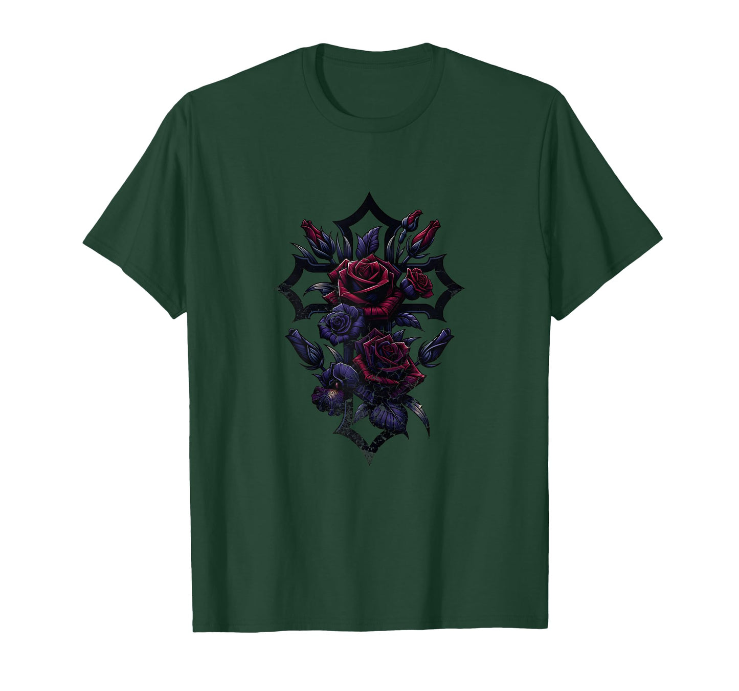 Gothic Rose Cross - Christian Faith Art for Women T-Shirt