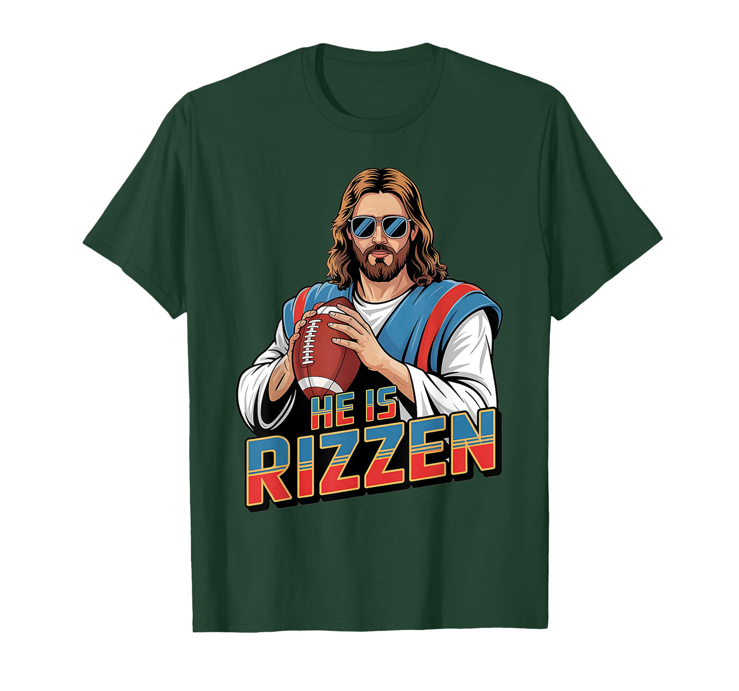 Funny He Is Rizzen Jesus Shirt Football Boys Kids Men Easter T-Shirt