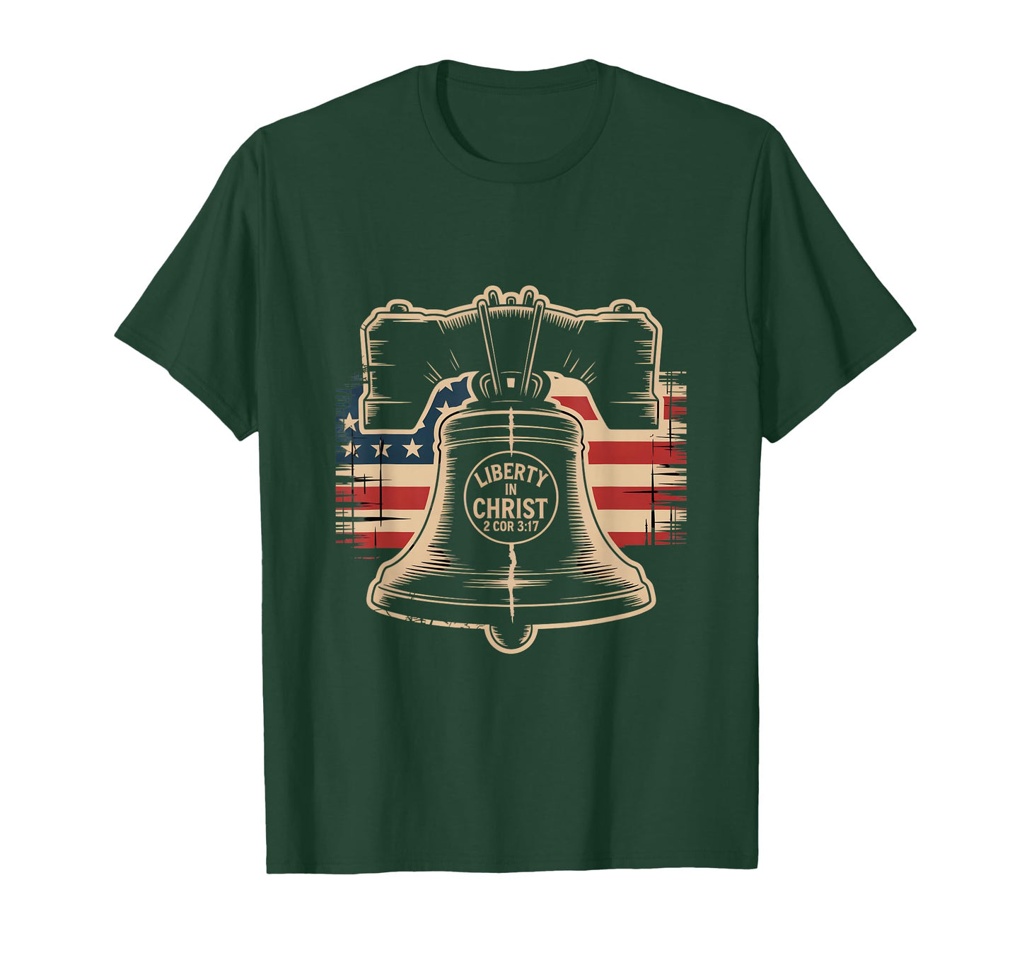 Christian Liberty Christ 2 Cor 3 17 American Flag T-Shirt