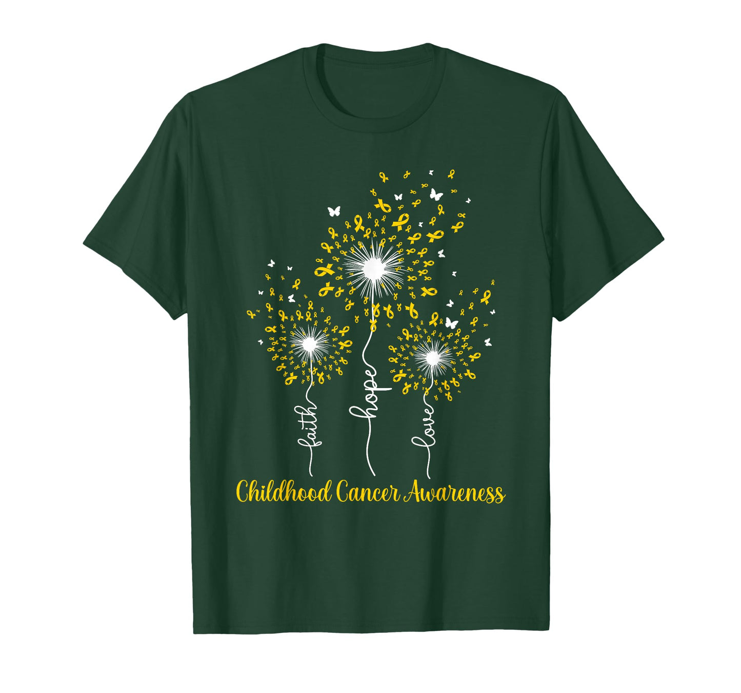 Dandelion Faith Hope Love Childhood Cancer Awareness T-Shirt