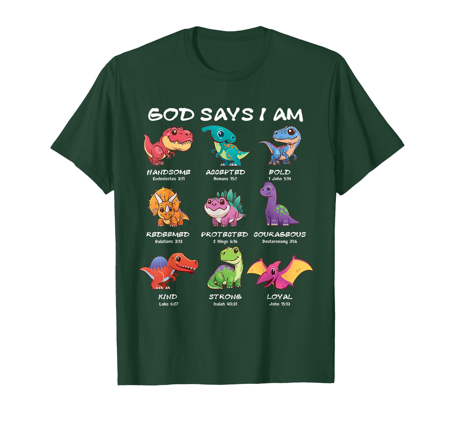 God Says I Am Dinosaur Funny Dino Kids Boys Bible Verse T-Shirt