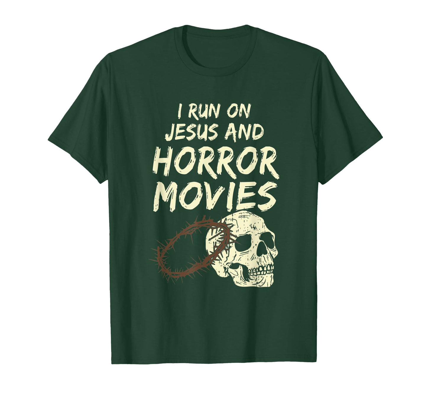 Run On Jesus And Horror Movie Skull Funny Halloween Costume T-Shirt