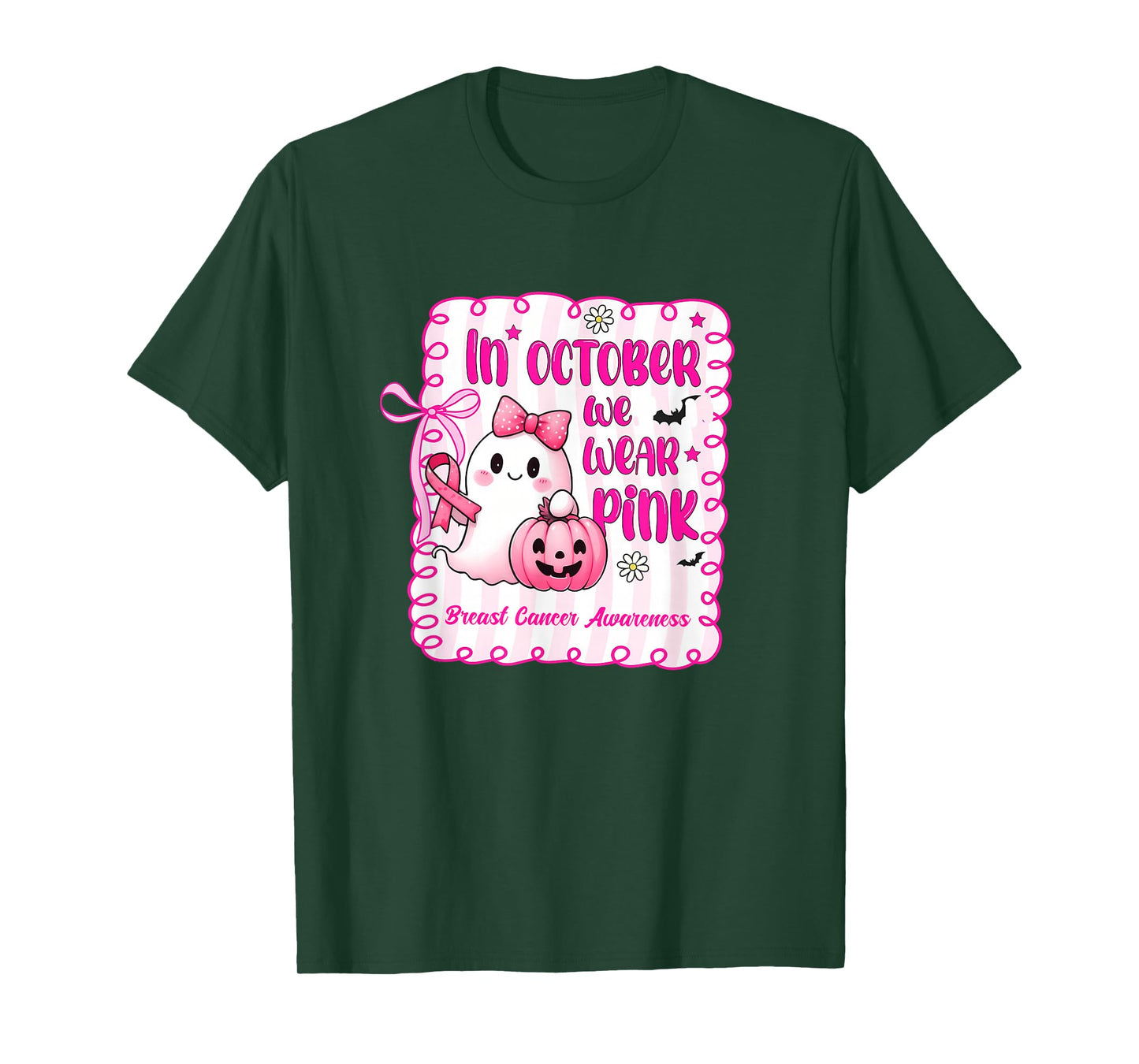 Breast Cancer Women Halloween in October We Wear Pink T-Shirt