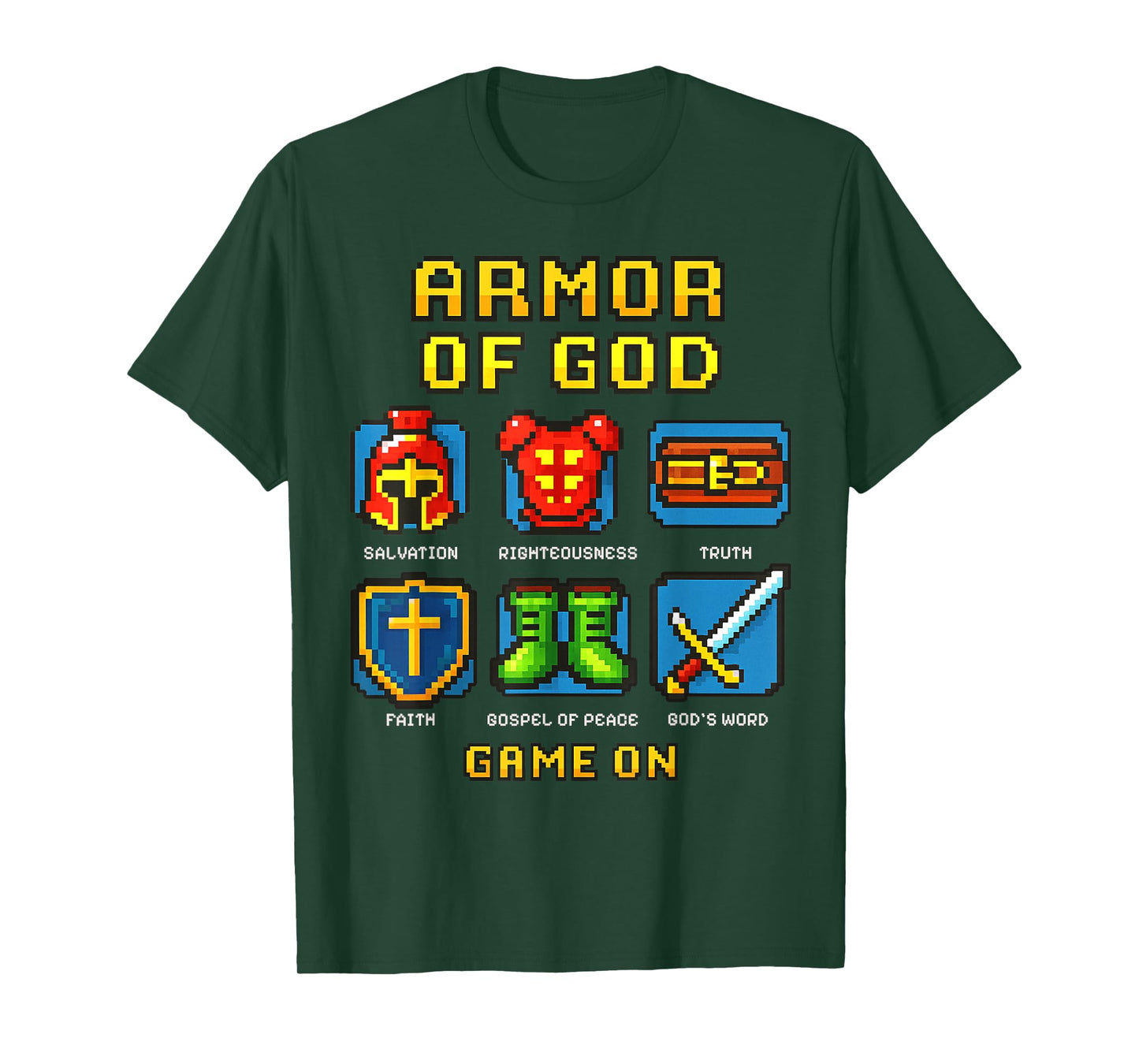 Armor of God Pixel Faith Christian Video Game Gamers Youth T-Shirt