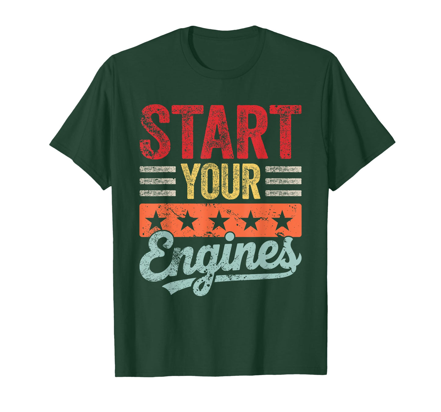 Retro Start Your Engines Vintage Checkered Flag Race Car T-Shirt