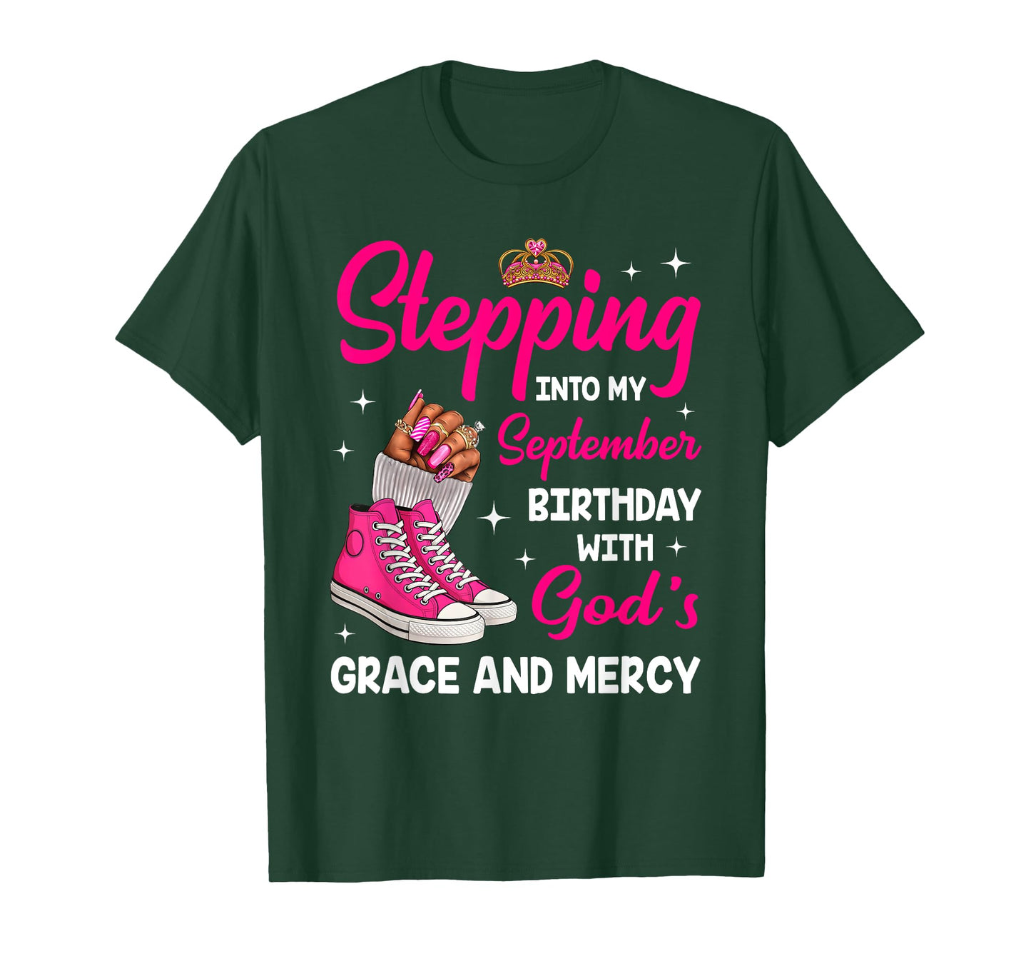Stepping Into My September Birthday Afro Woman Melanin Queen T-Shirt