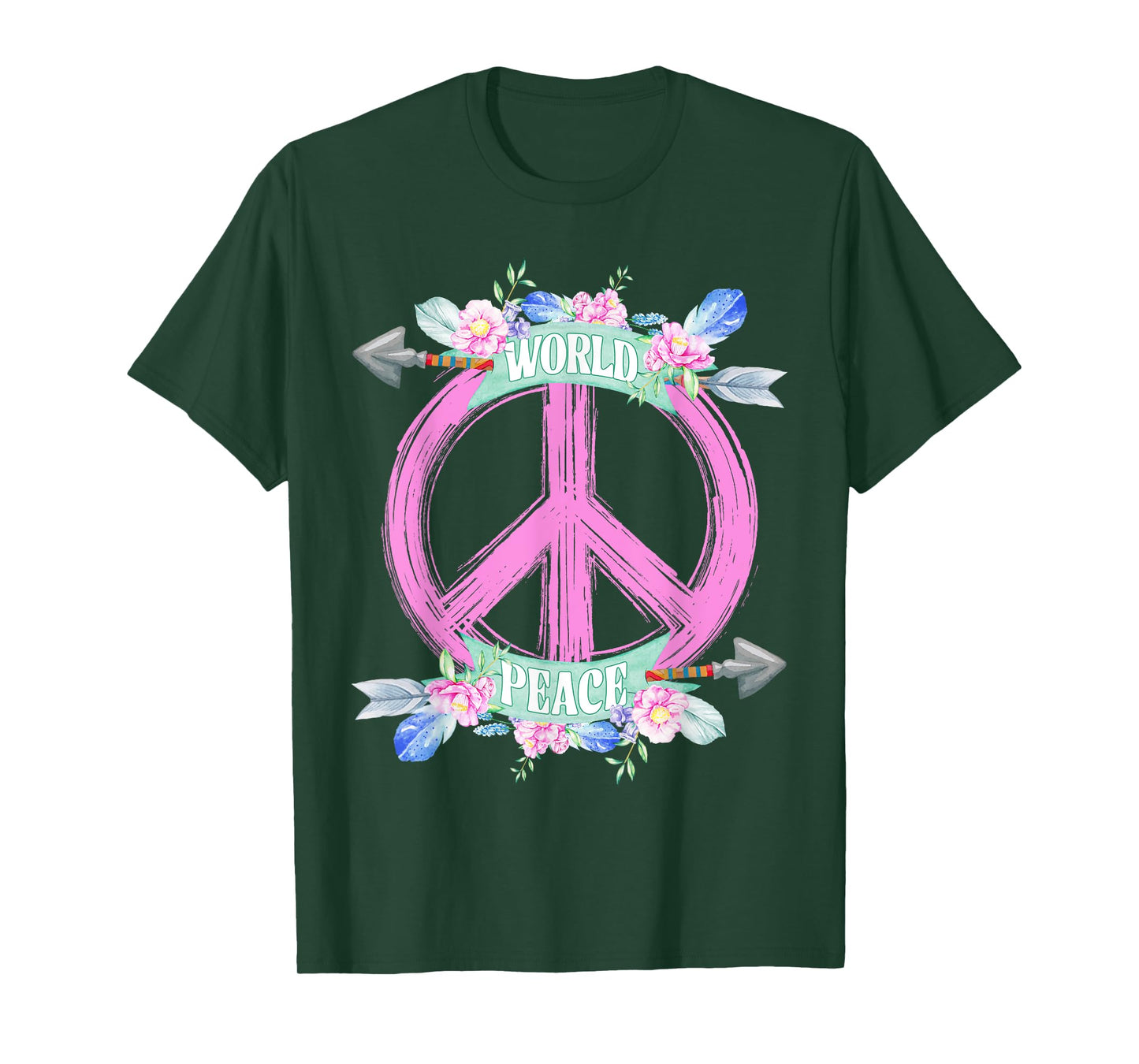 World Peace Day Peace Sign Floral International Day of Peace T-Shirt