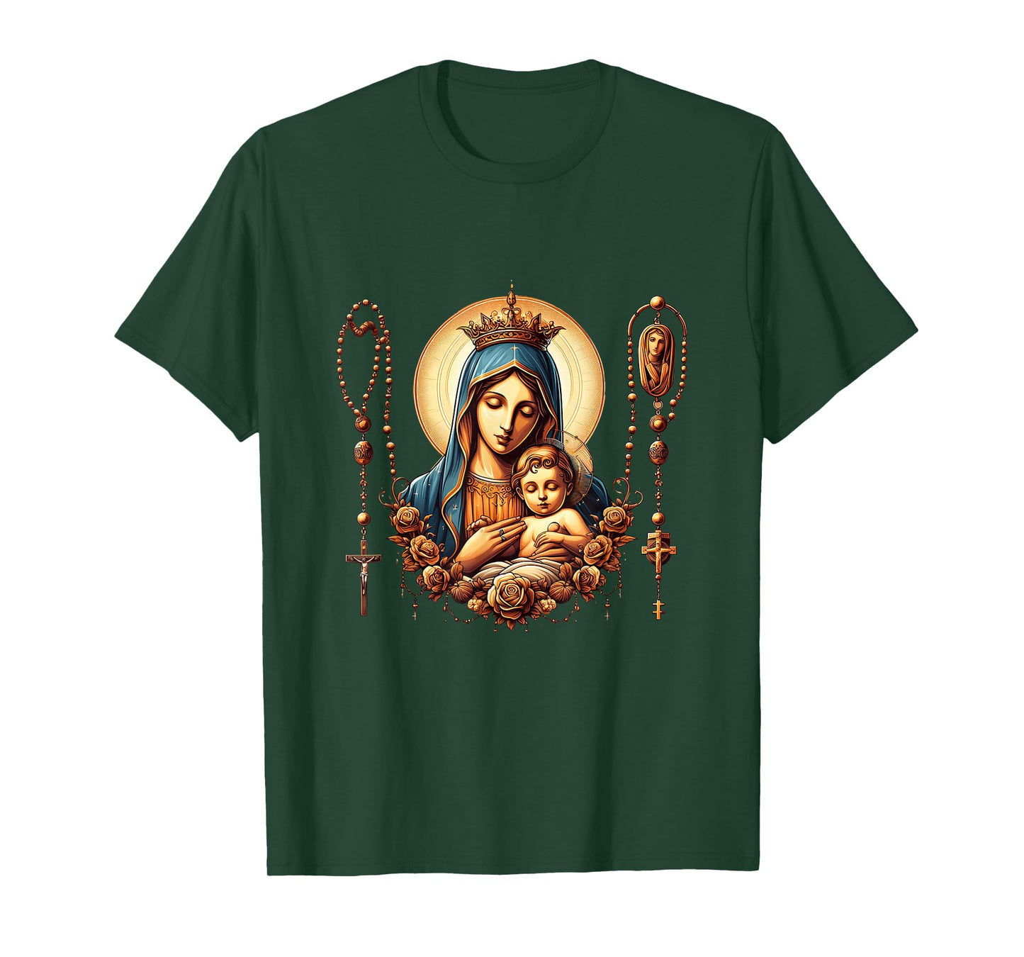 Holy Rosary Virgin Mary Baby Jesus Catholic Rosary Mysteries T-Shirt