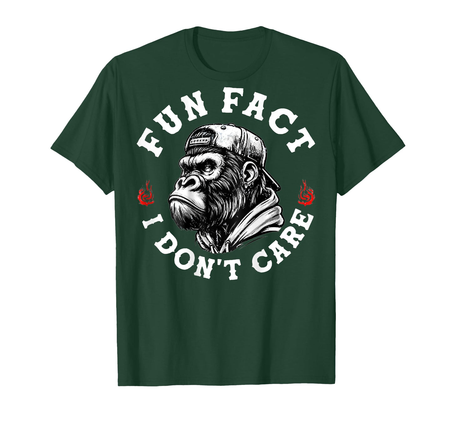 (ON Back) Fun Fact I Don't Care Funny Monkey Saying Quote T-Shirt