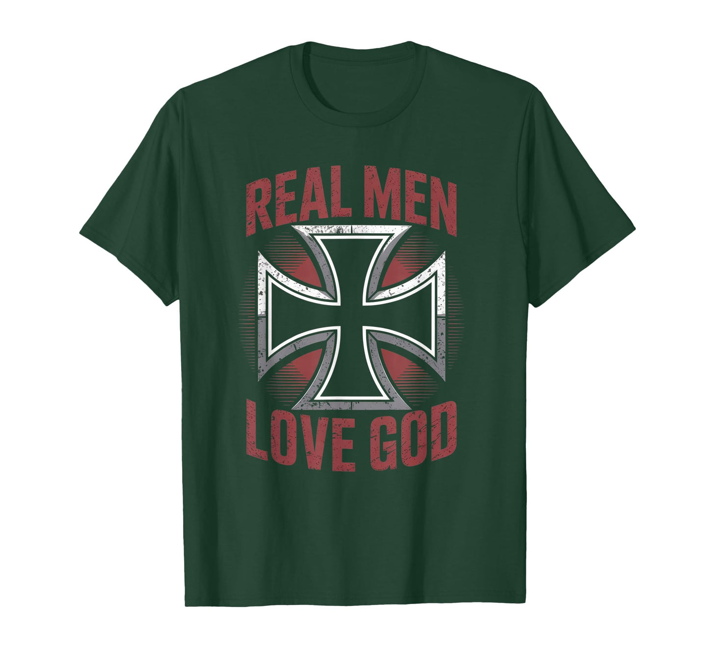 Retro Christian Cross Real Men Love God Matthew 22:37 T-Shirt