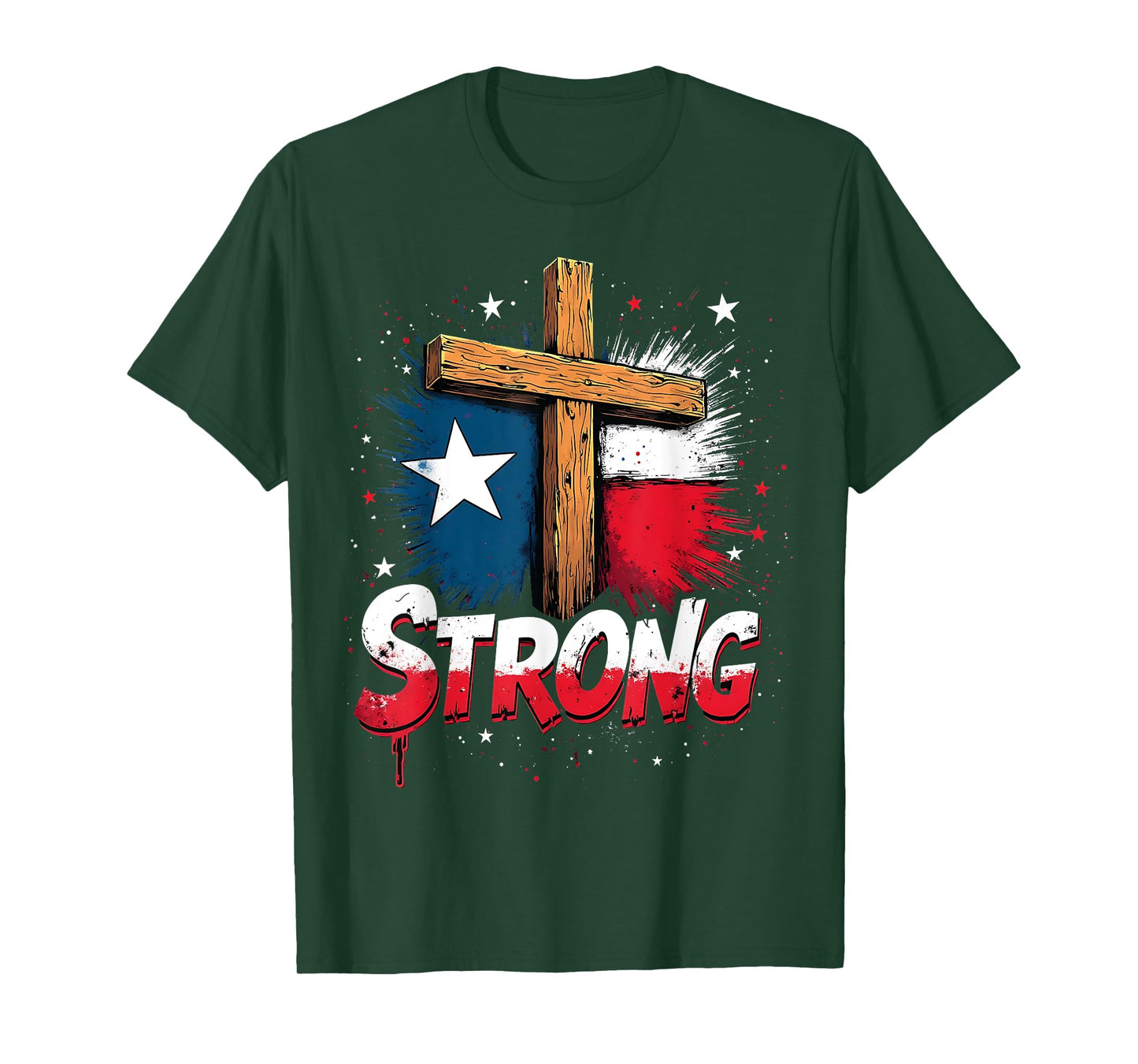 Texas Strong Christian Faith Patriotic Cross Tee T-Shirt