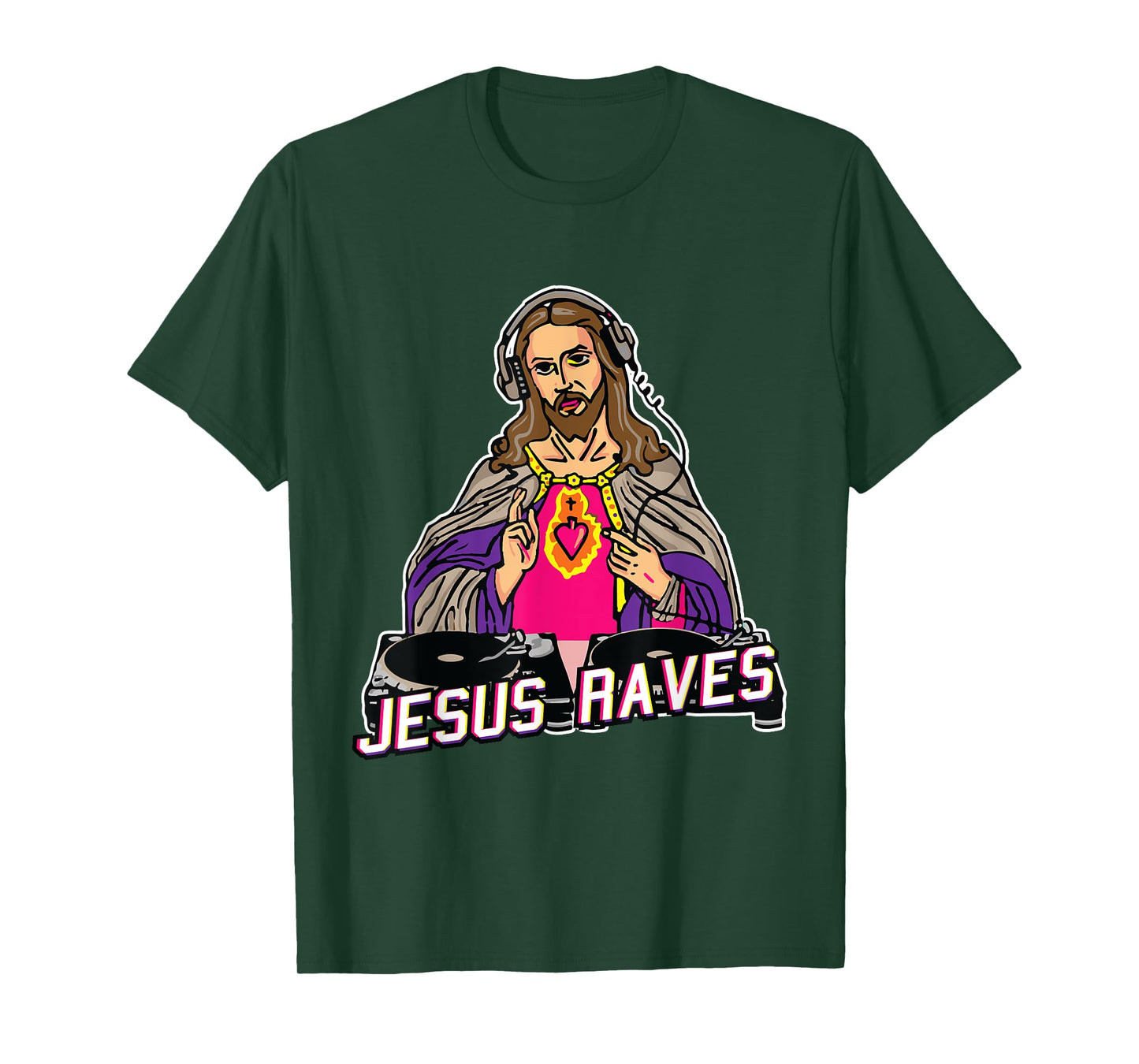Jesus Raves Christmas EDM Music X-Mas Party Christian DJ T-Shirt