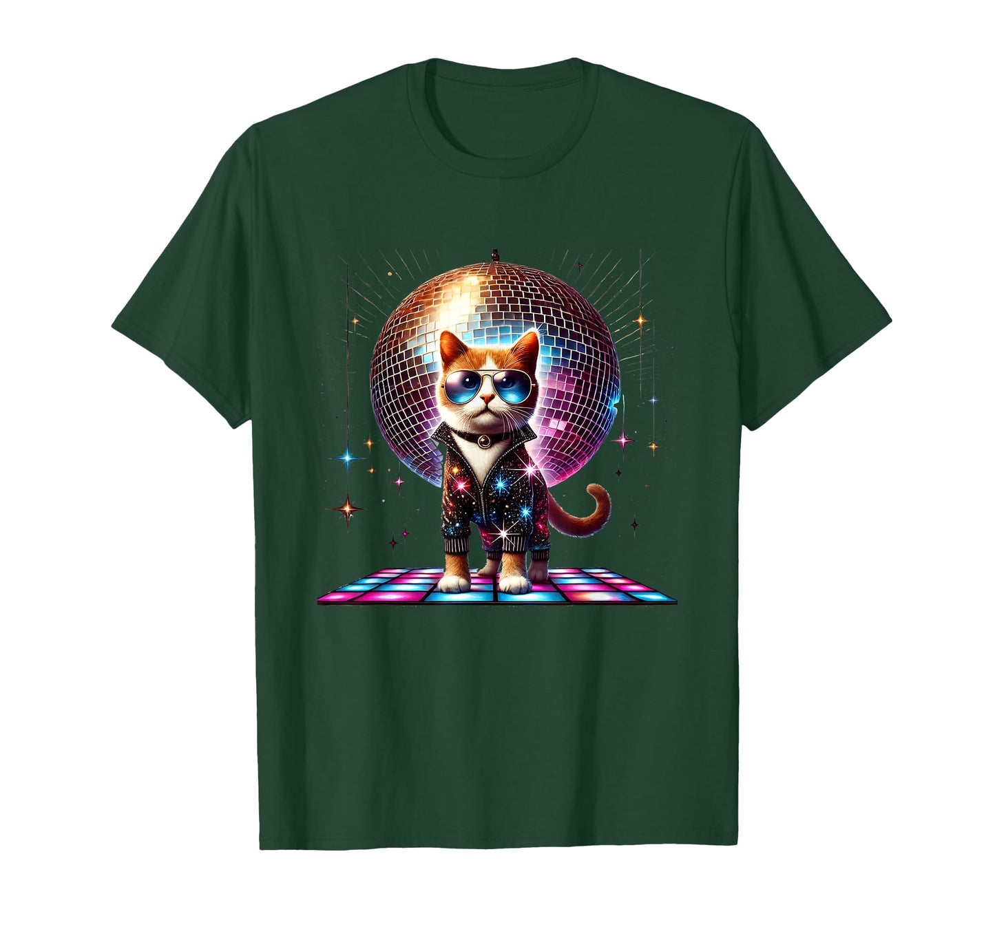 Dancing Cat Disco Ball Kitten Kitty Lover Funny Party Animal Men Women Kids T-Shirt