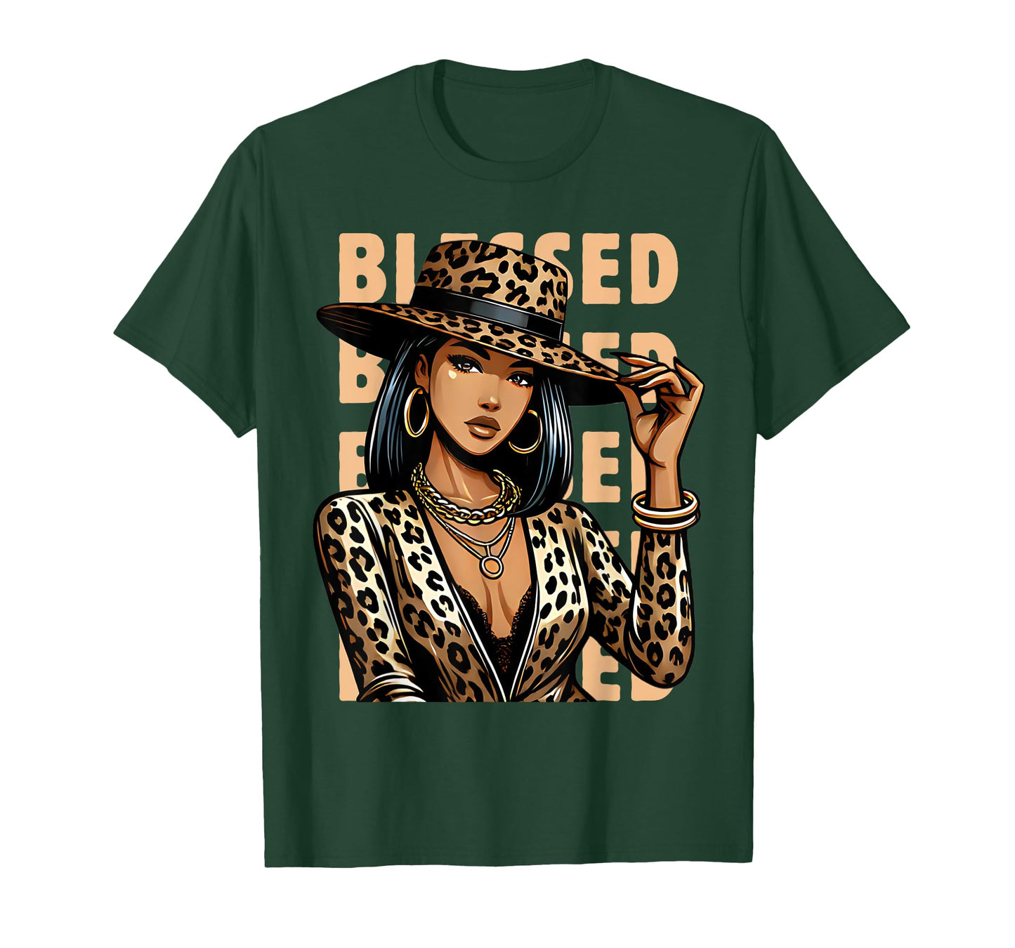 Blessed Black Cowgirl Leopard Western Swag African Christian T-Shirt