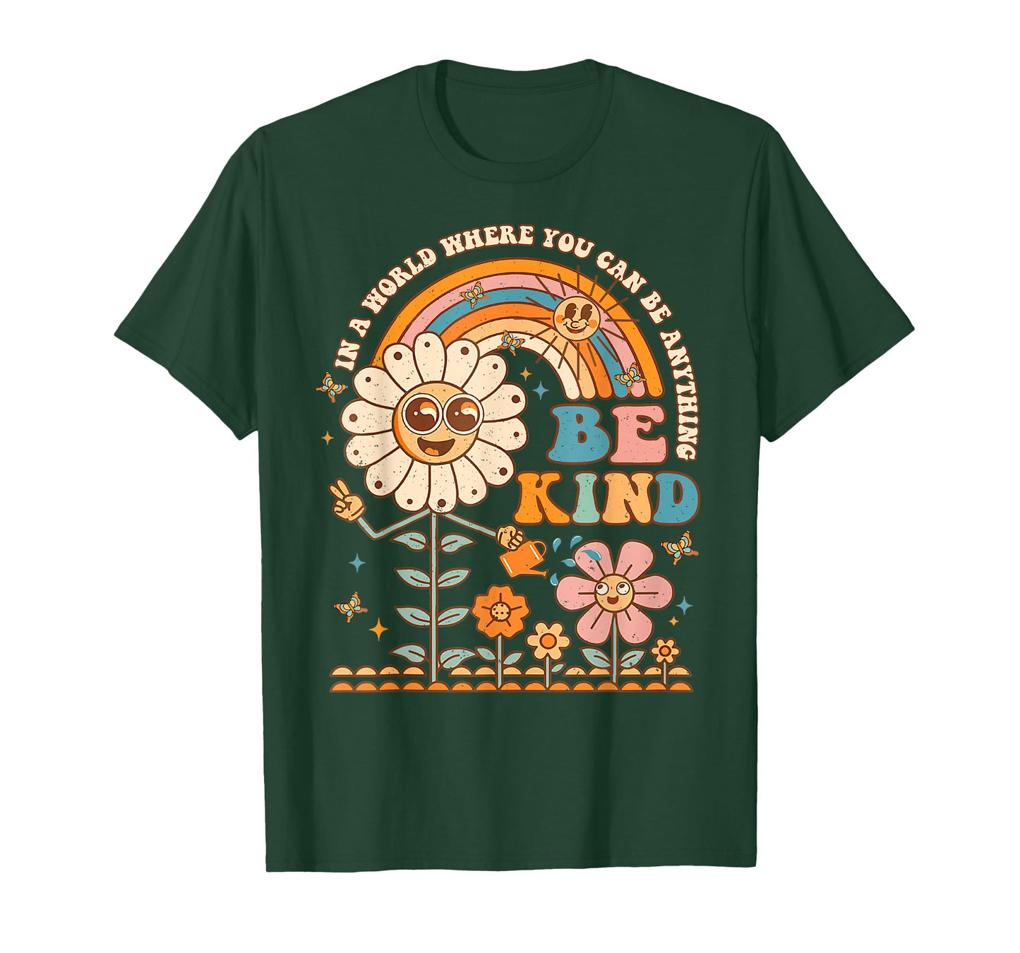 Be Kind Inspirational Positive Vibes Kindness Groovy Retro T-Shirt