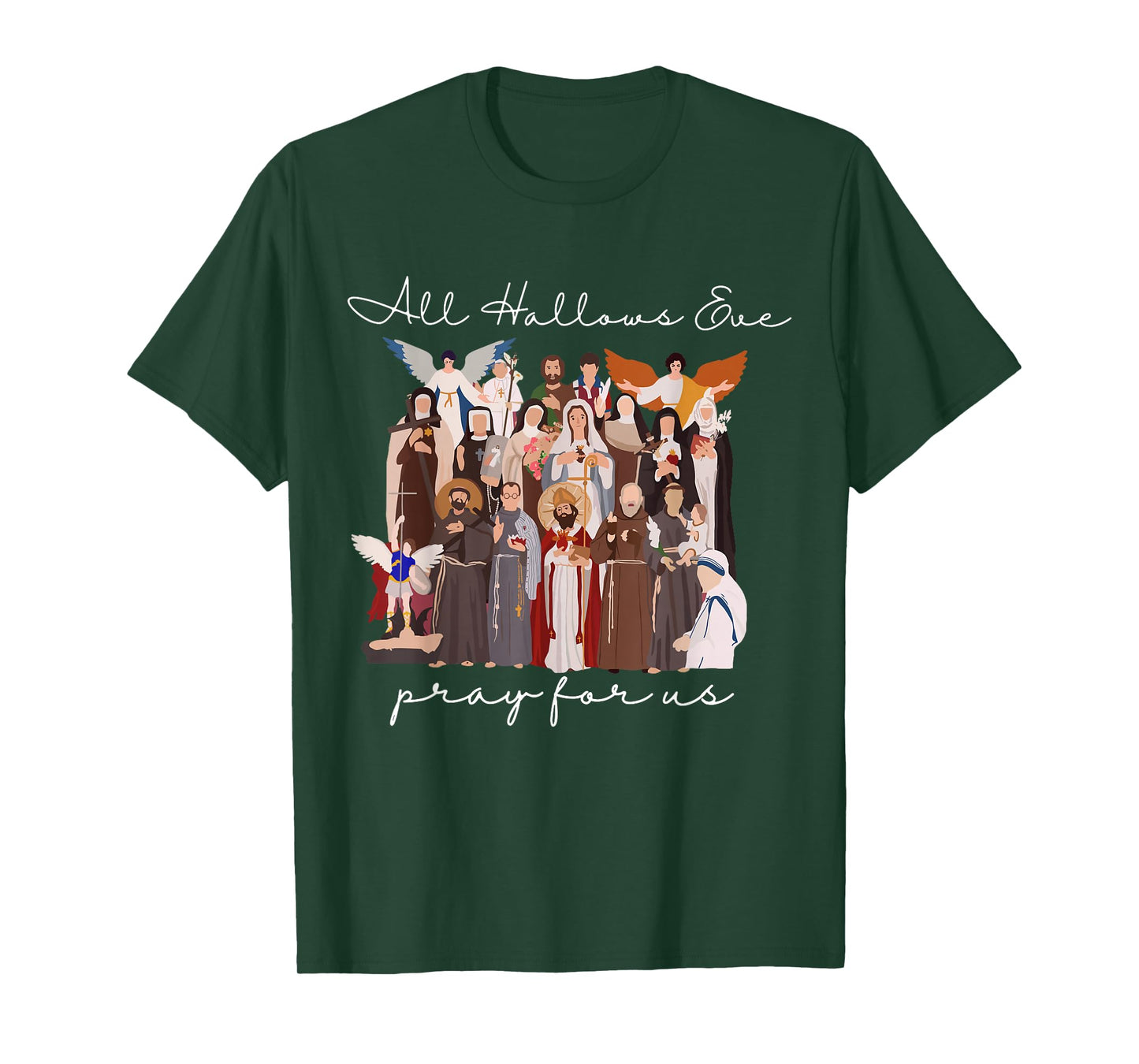 All Hallows Eve Pray for Us Halloween Catholic Saints Jesus T-Shirt