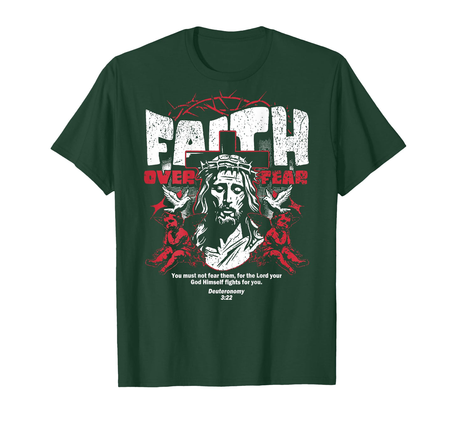 Faith Over Fear Christian Jesus (On Back) T-Shirt