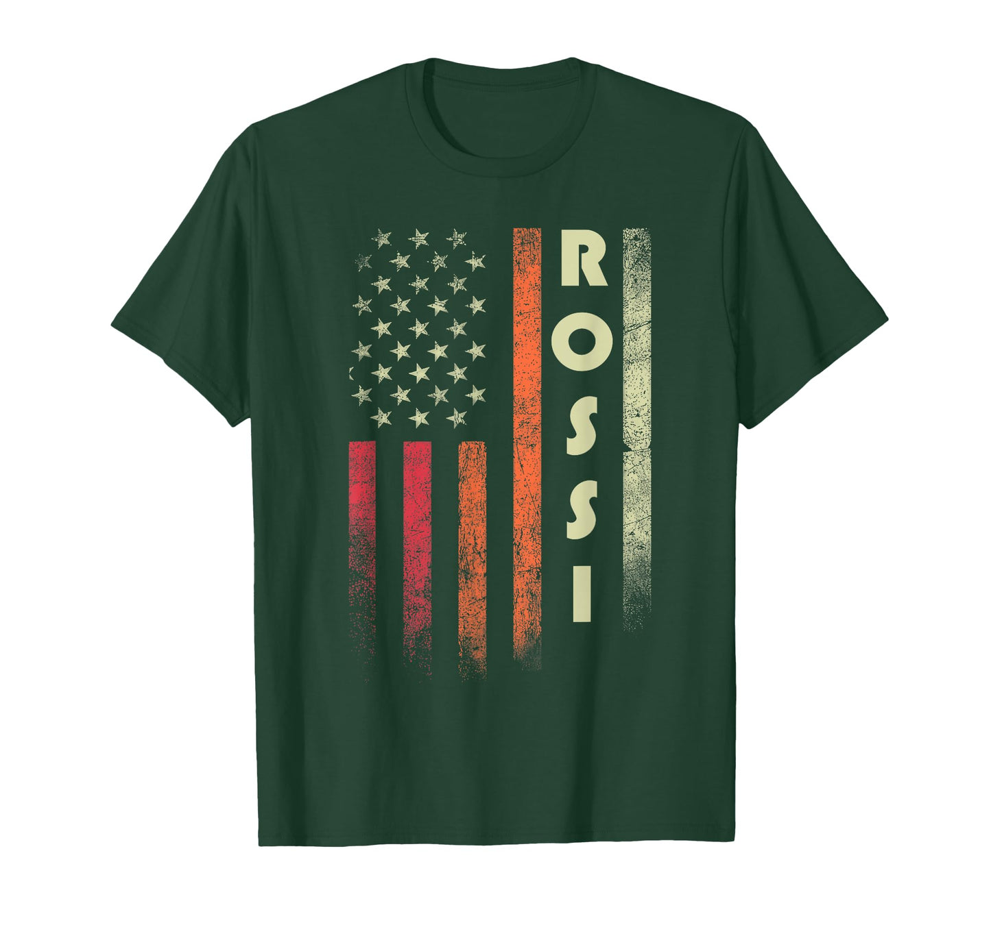 ROSSI Surname Funny Retro Vintage Birthday American Flag T-Shirt