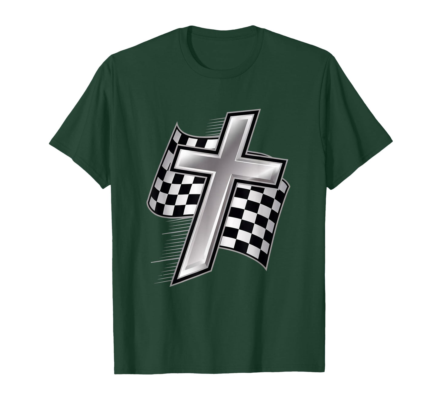 Car Racing Checkered Flag Christian Faith Cross Racer Prayer T-Shirt