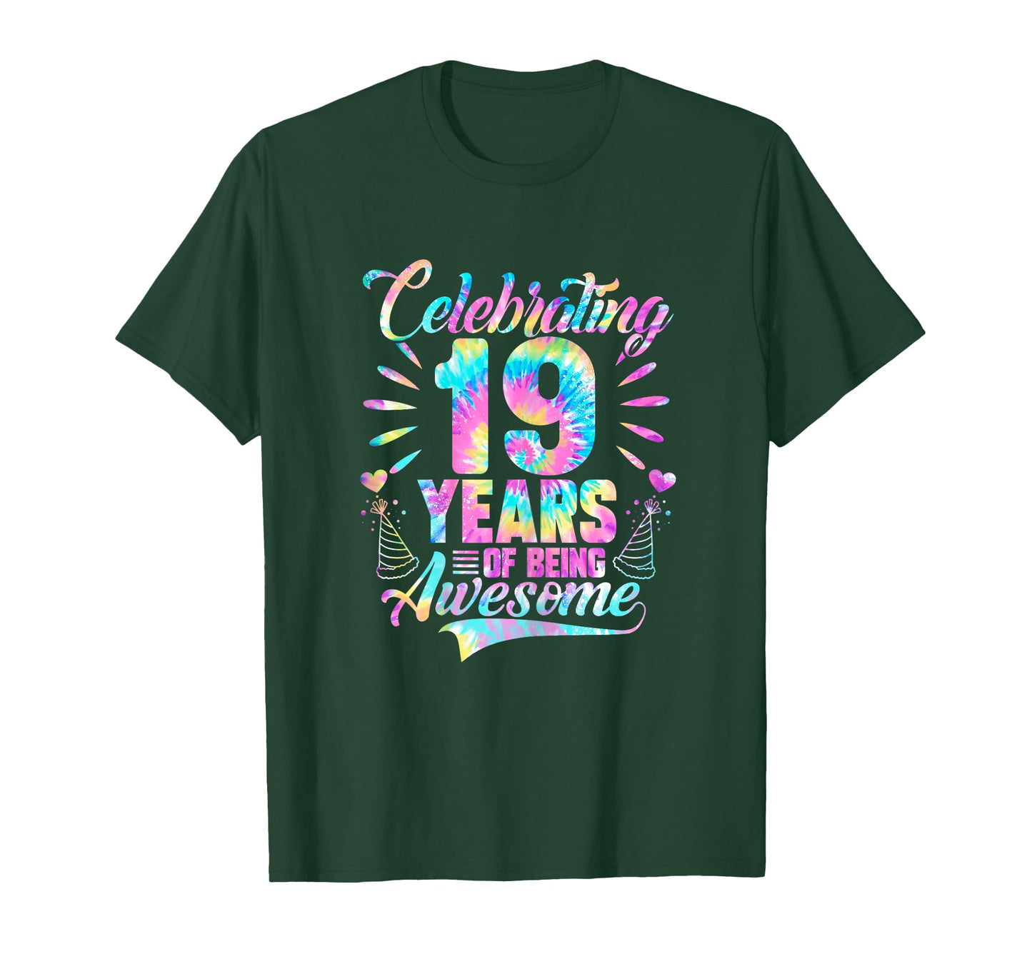 Celebrating 19 Year Of Being Awesome With Tie-dye Graphic T-Shirt