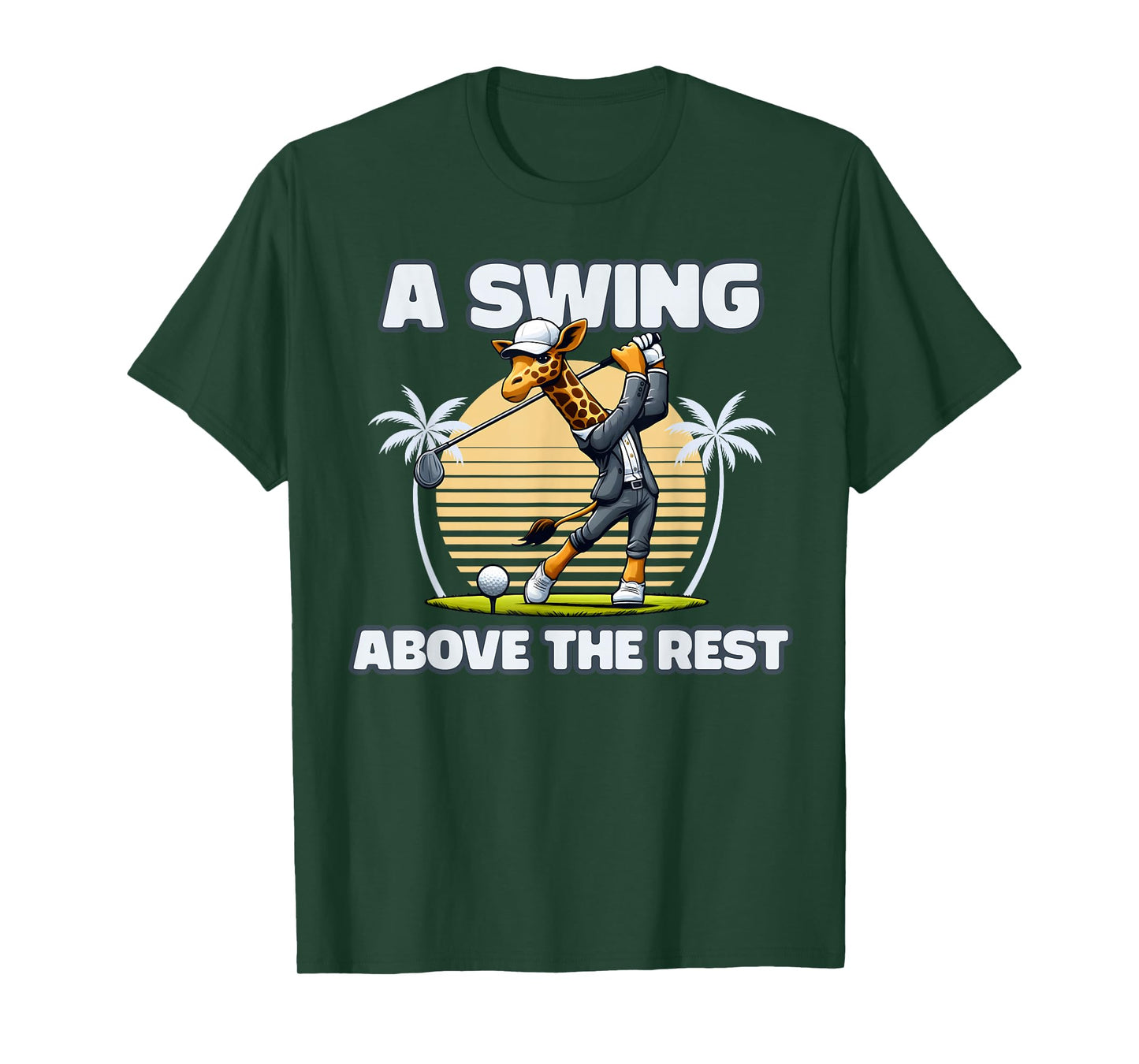 Giraffe Playing Golf Funny Animal Golfer Giraffe Golfing T-Shirt