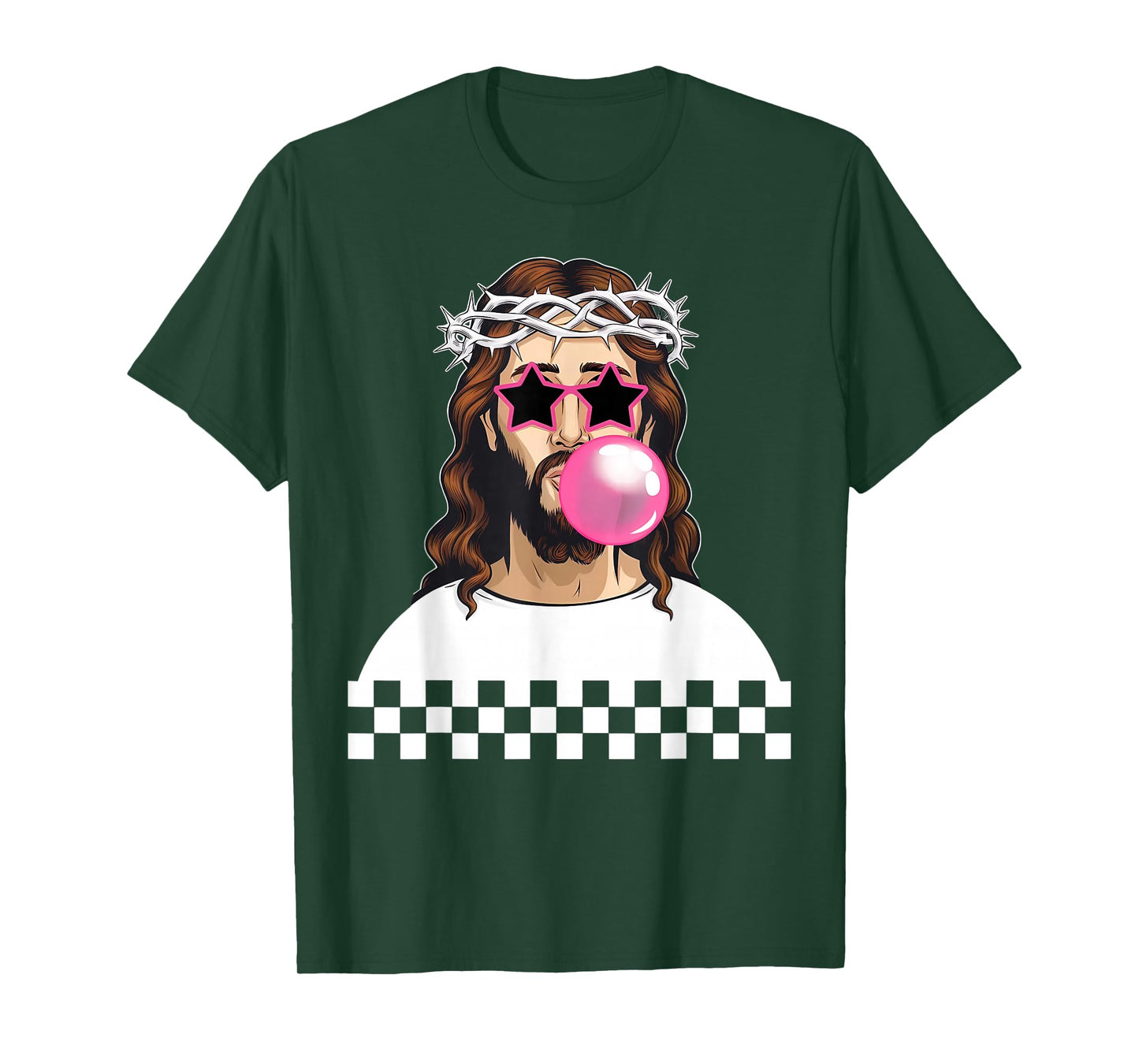 Funny Jesus Blowing Bubblegum & Wearing Sunglass Christian T-Shirt